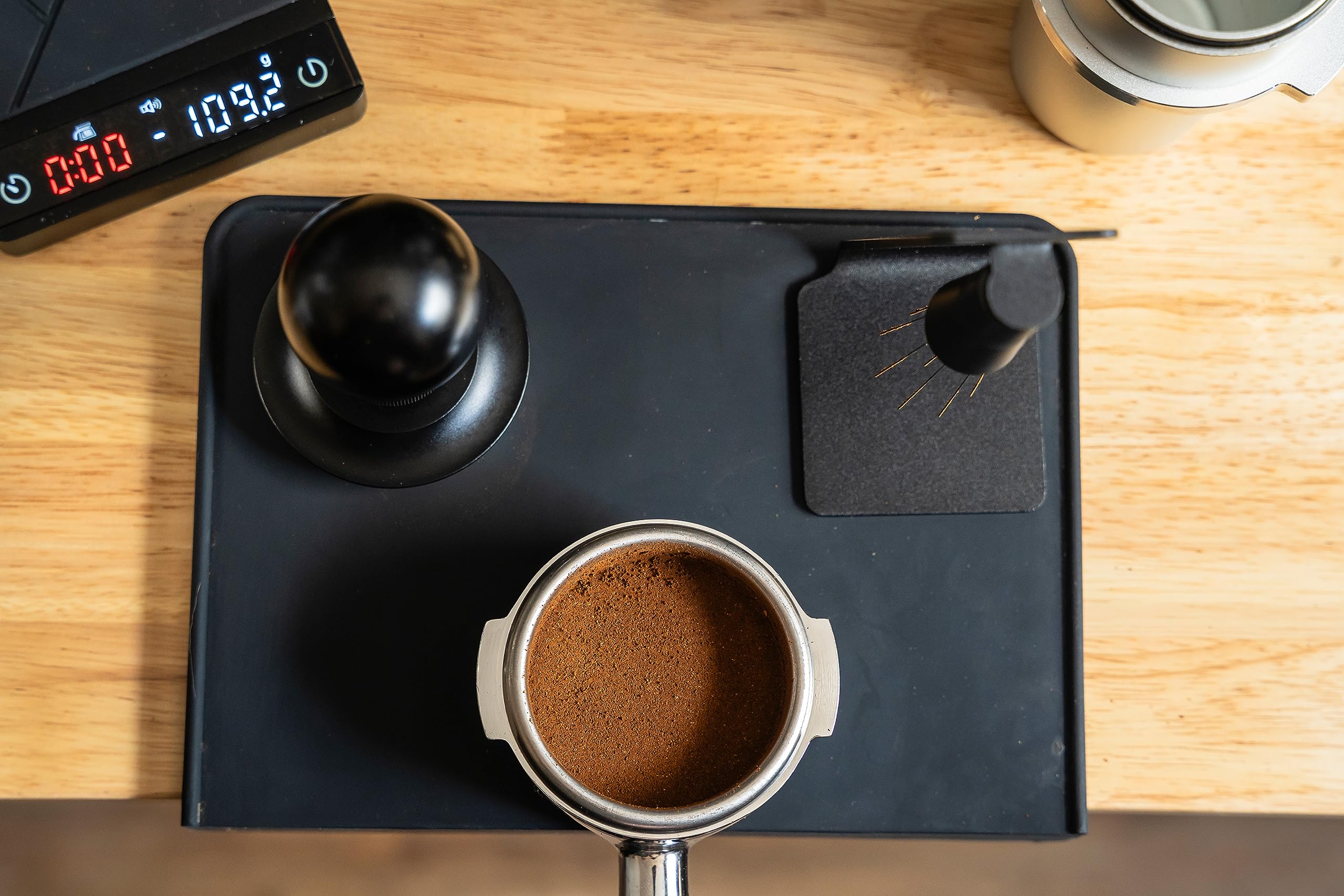 Miicoffee Espresso Tamper Mat, Black Silicone Food Grade Pad 8 X 6 Inch Coffee Tamping Mat, Coffee Tamp Station, Espresso Access