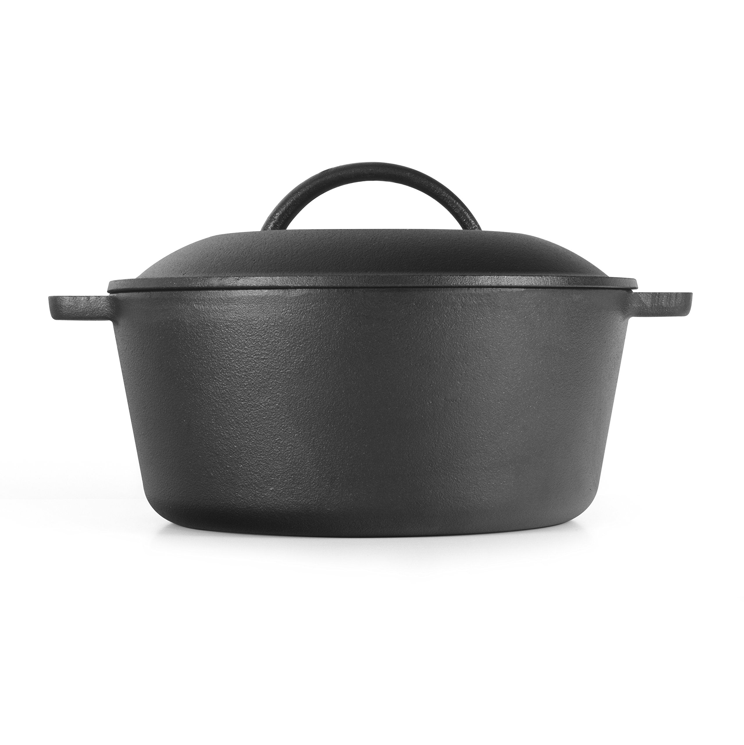 Commercial Chef 5 Quart Cast Iron Dutch Oven With Dome Lid & Handles, Preseasoned