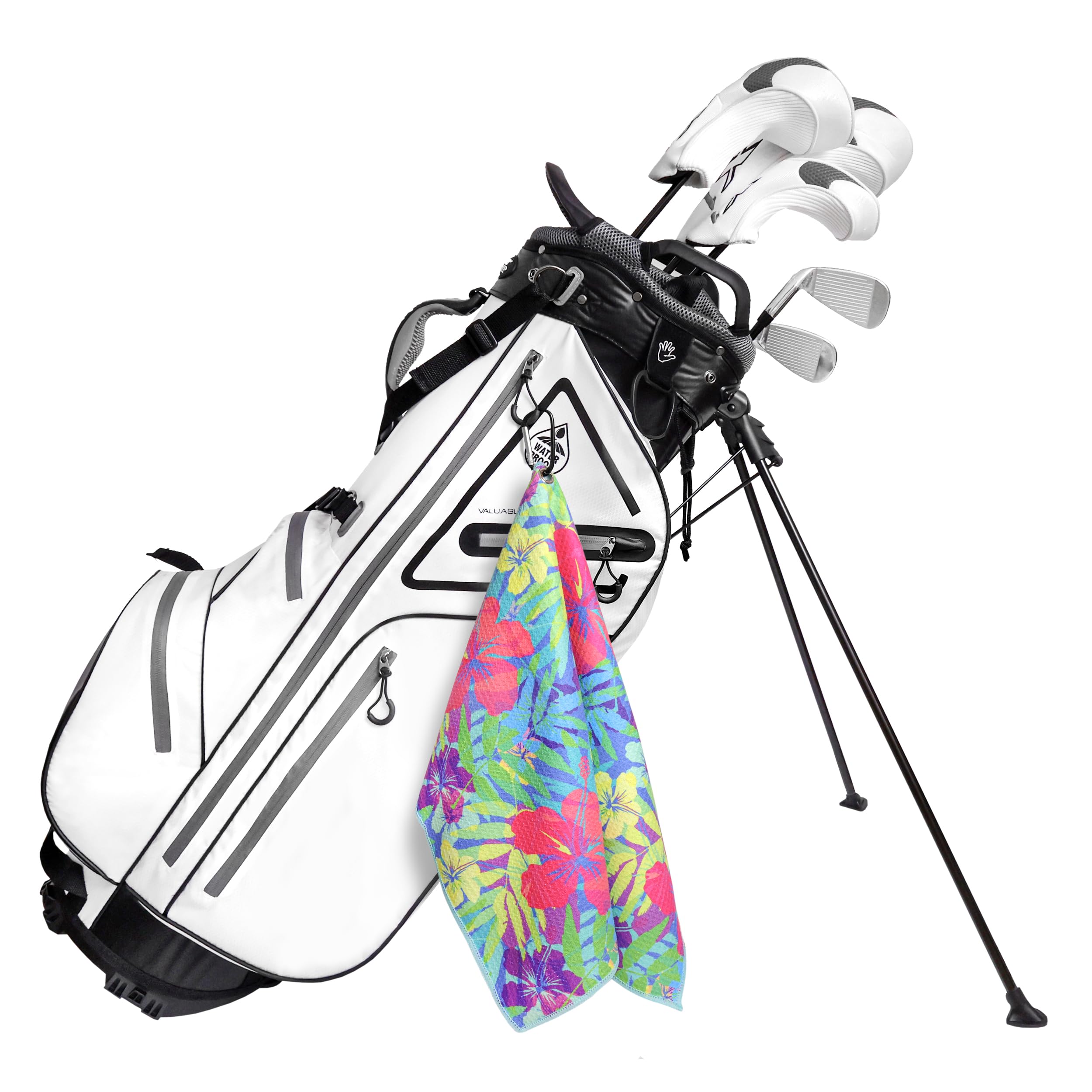 Playing It Forward Bright Tropical Golf Towel with Clip for Women and Men  Microfiber Waffle and Ball Towels  Set of 2