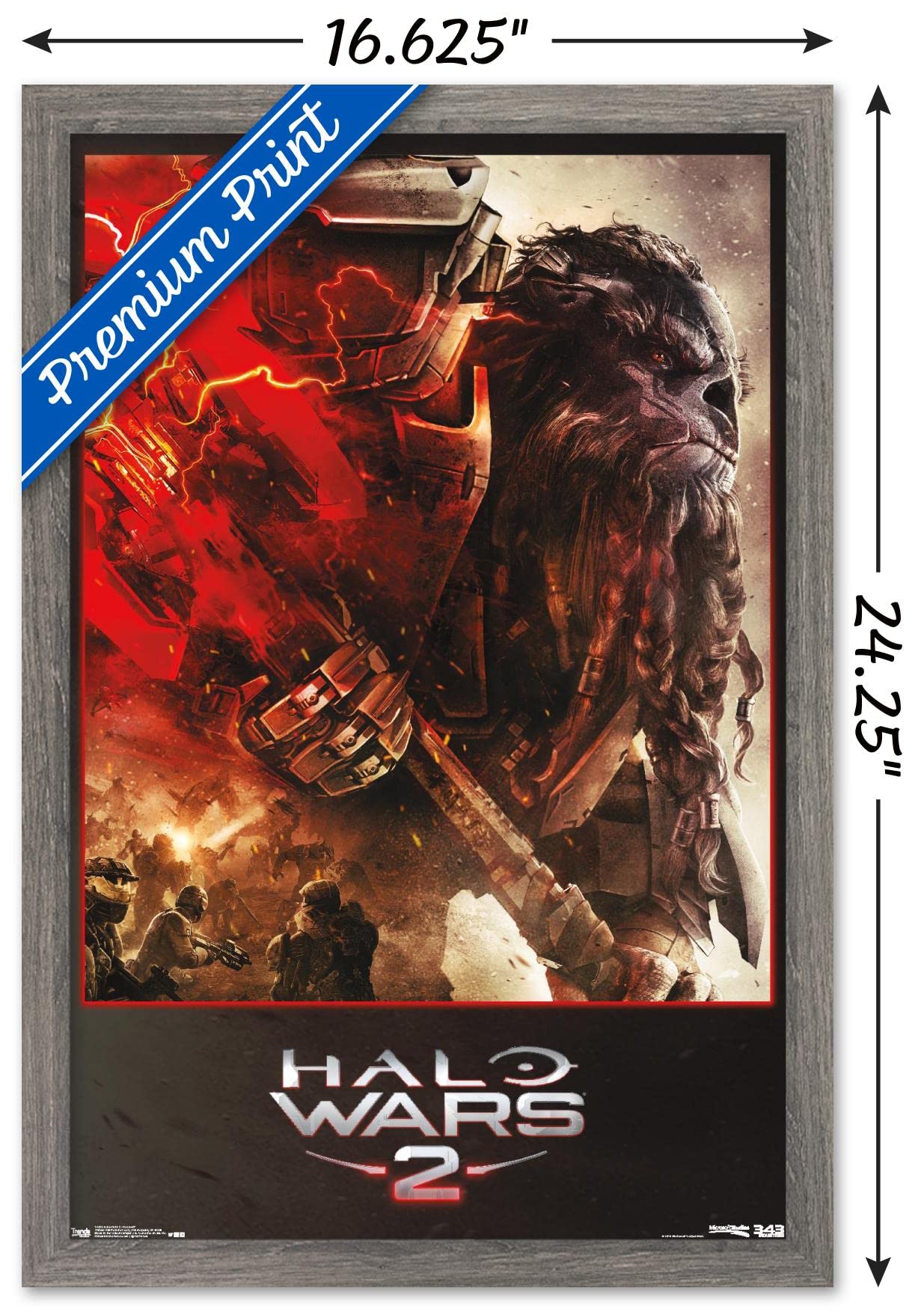 Trends International Halo: Halo Wars 2 - Face-Off Wall Poster, 14.725'' X 22.375'', Barnwood Framed Version