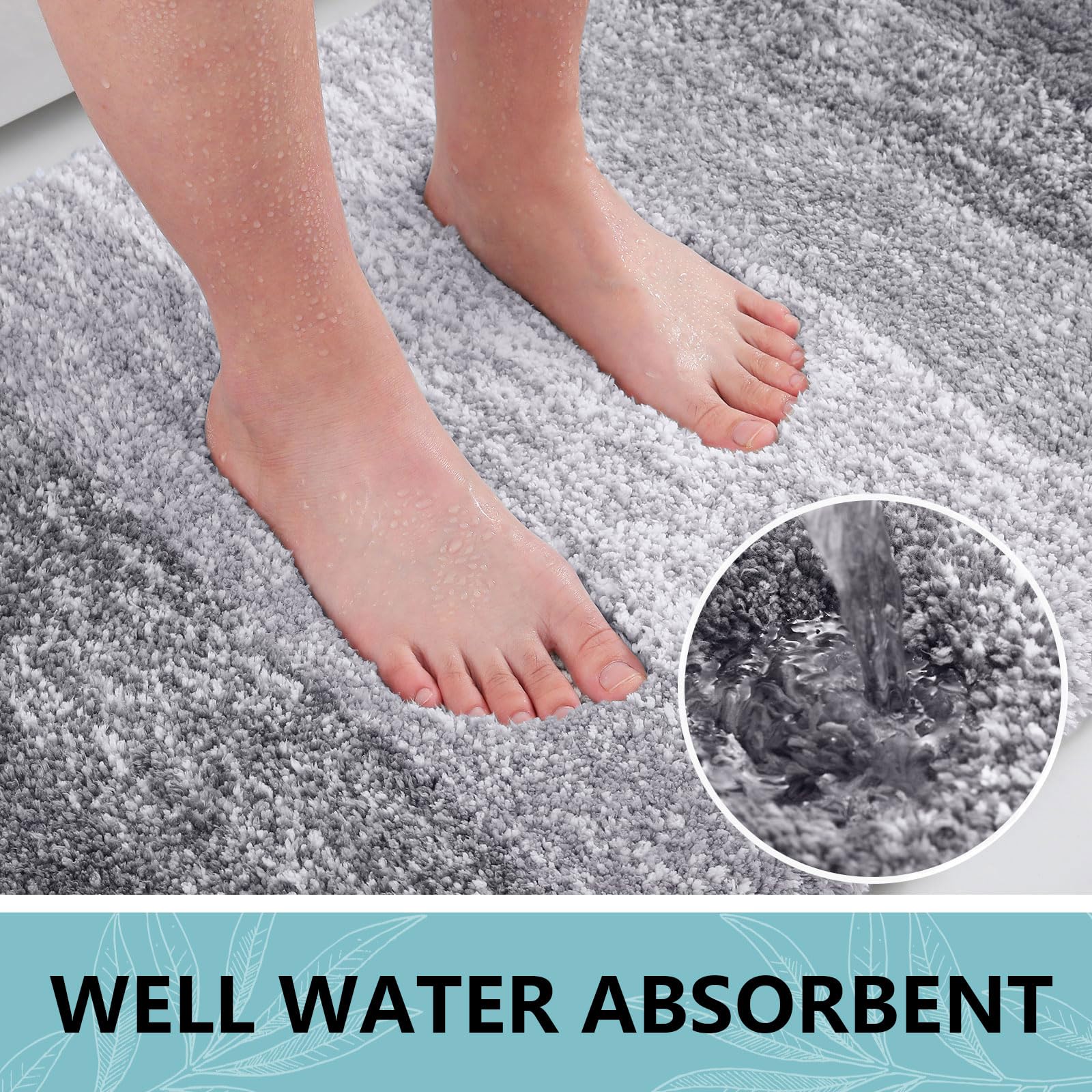 Arotive Microfiber Bathroom Rugs, Shaggy Soft And Absorbent, Non-Slip, Thick Plush, Machine Washable Dry Bath Mats, Tub And Show