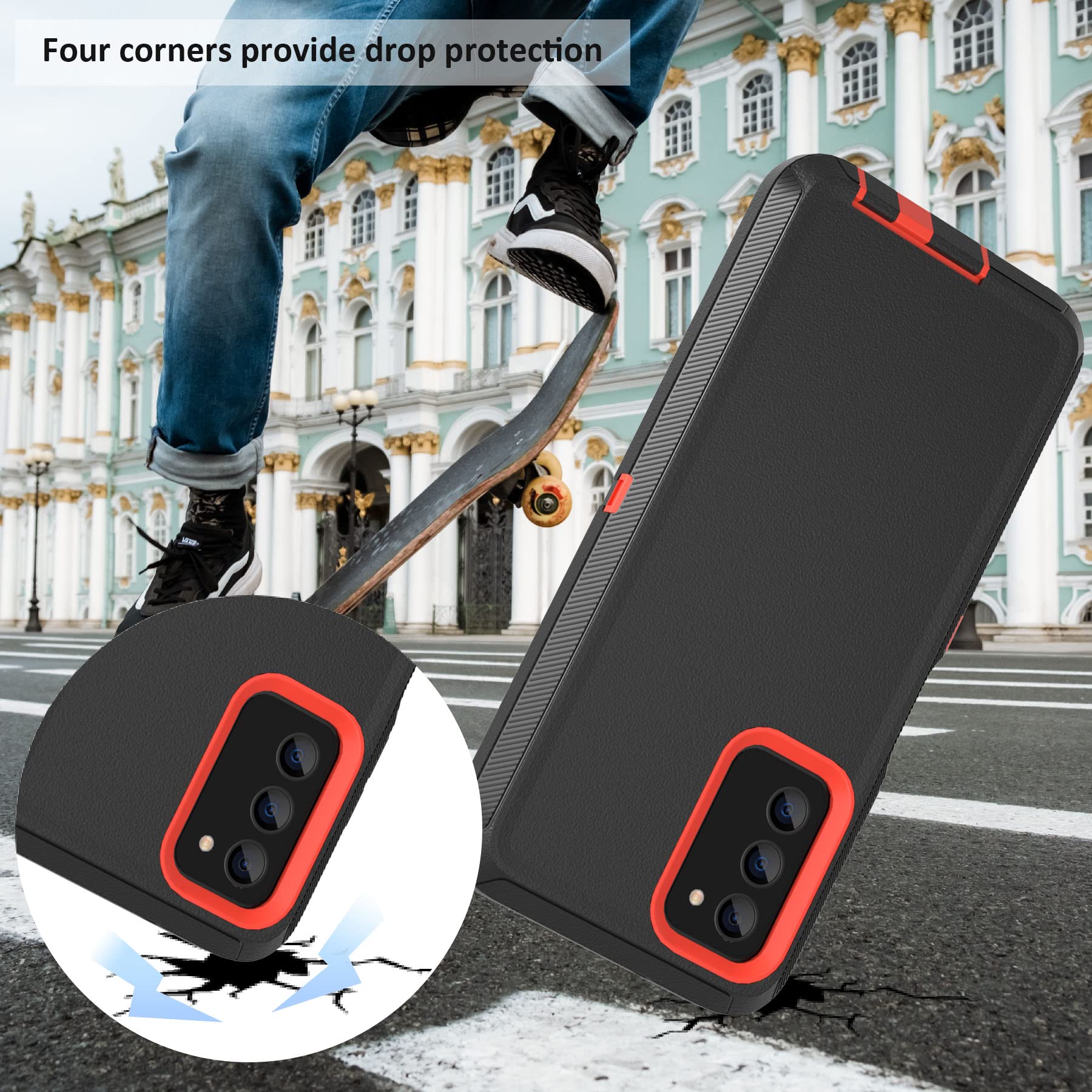 Compatible With Samsung Galaxy A03S Case, With Belt Clip Holster Heavy Duty Rugged Shockproof Full Body Protection Kickstand Cov