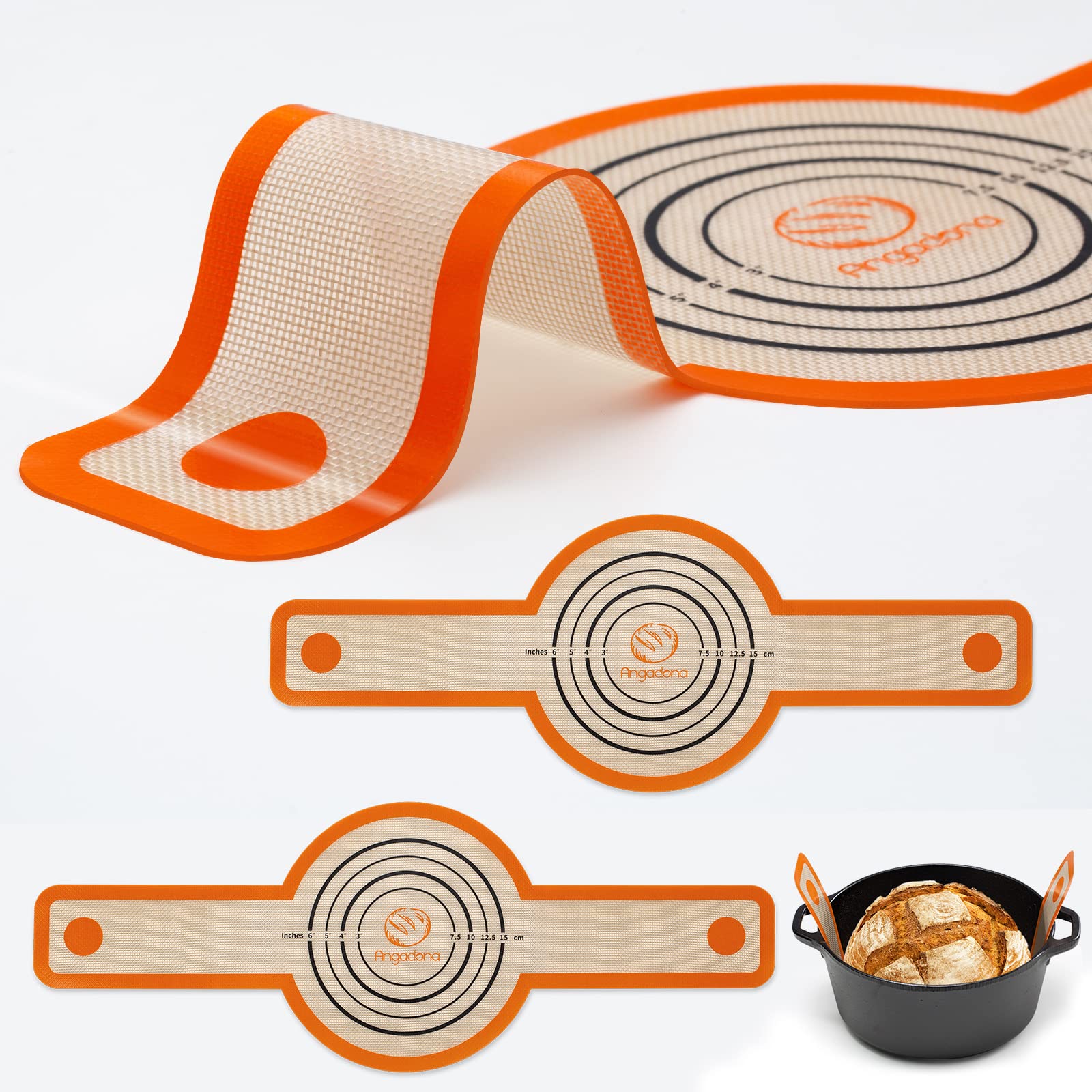 Silicone Bread Sling Dutch Oven - Best Japan Silicone. Non-Stick & Easy Clean Reusable Silicone Bread Baking Mat. With Extra Lon