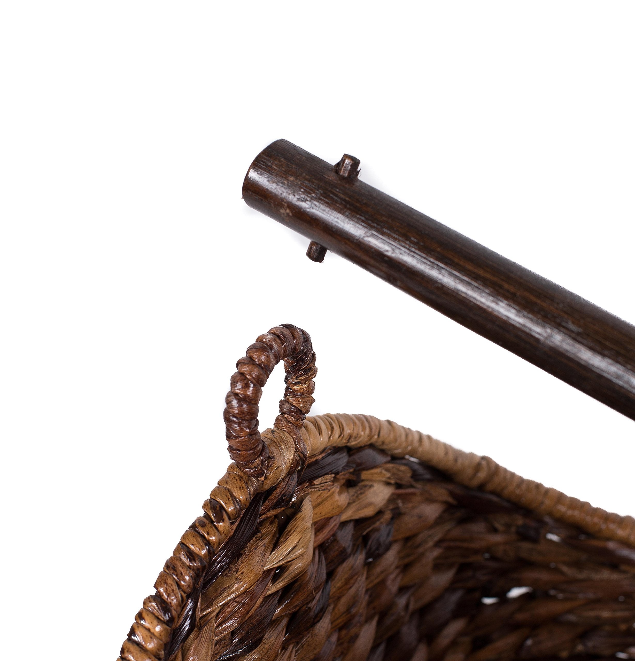 Birdrock Home Seagrass Magazine And Bathroom Basket - Hand Woven Toilet Paper Holder With Pocket - Espresso - Stylish Decorative