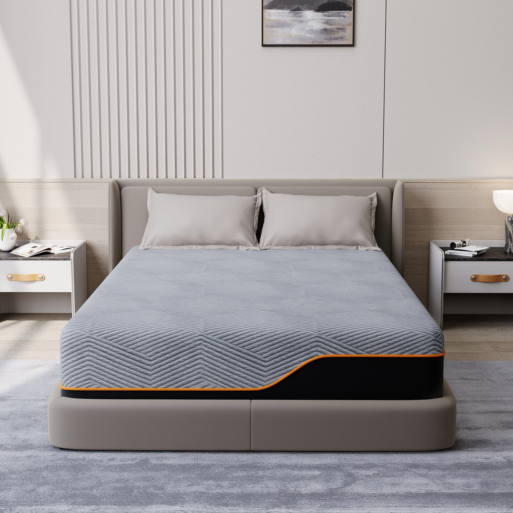 Eshine 14 Inch Queen Memory Foam Mattress - Queen Size Mattress With Gel Memory Foam For Back Pain And Pressure Relief, Green Te