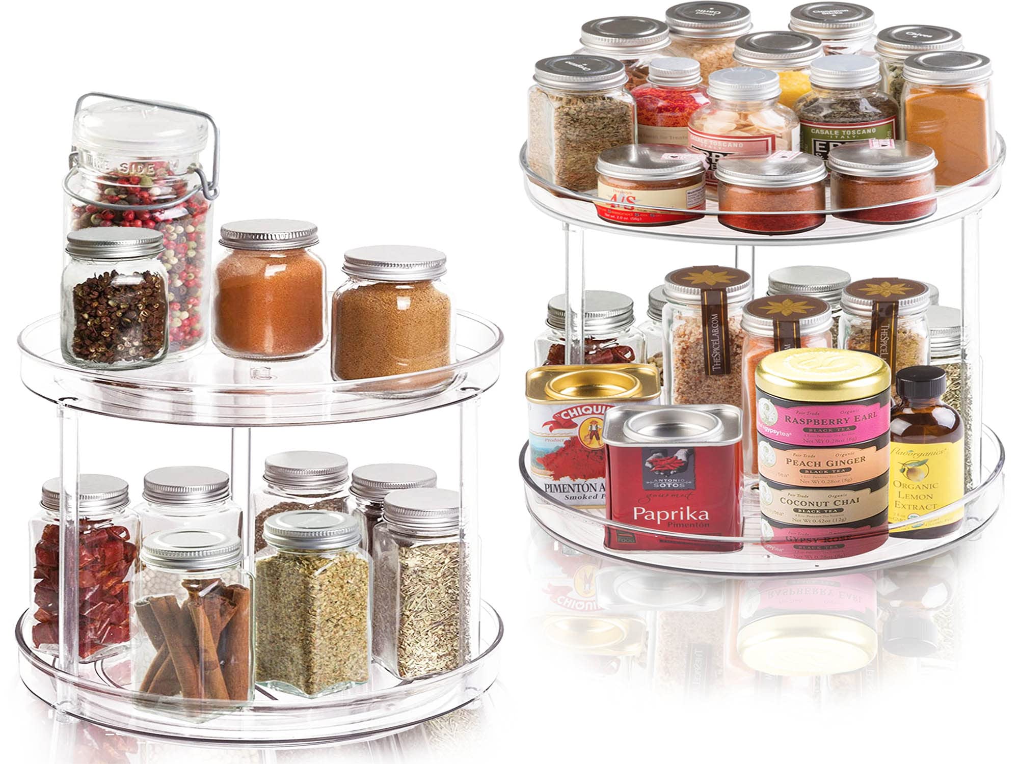 2 Tier Lazy Susan Bathroom Organizer  9.25Inch Clear 360 Rotating Makeup Organizer for Vanity  Skincare Organizers Perfume Organizer  Spice Rack Organizer for Cabinet- Home Organization and Storage