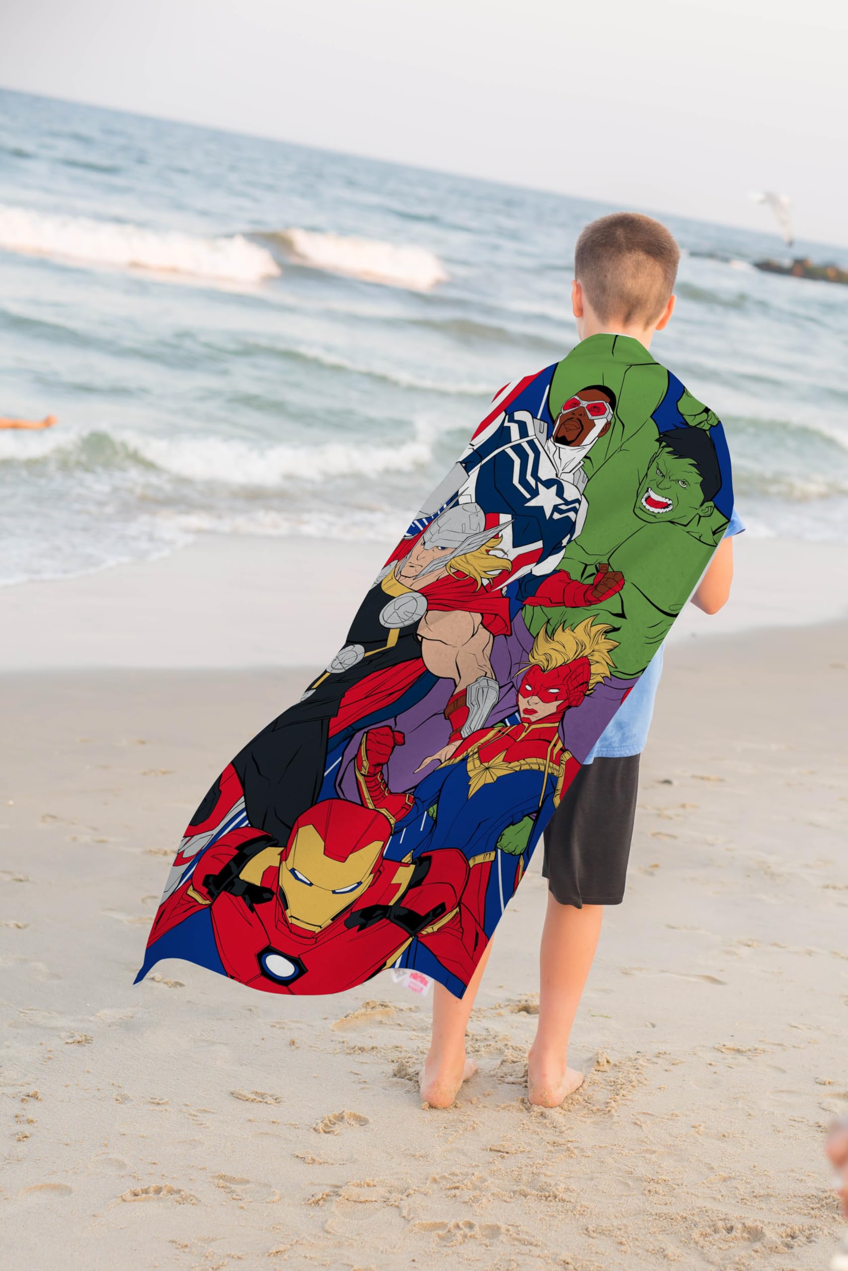 Jay Franco Marvel Avengers Kids Bath Pool Beach Towel - Super Soft & Absorbent 100% Cotton Towel  Measures 28 x 58 Features Hulk  Thor & Iron Man