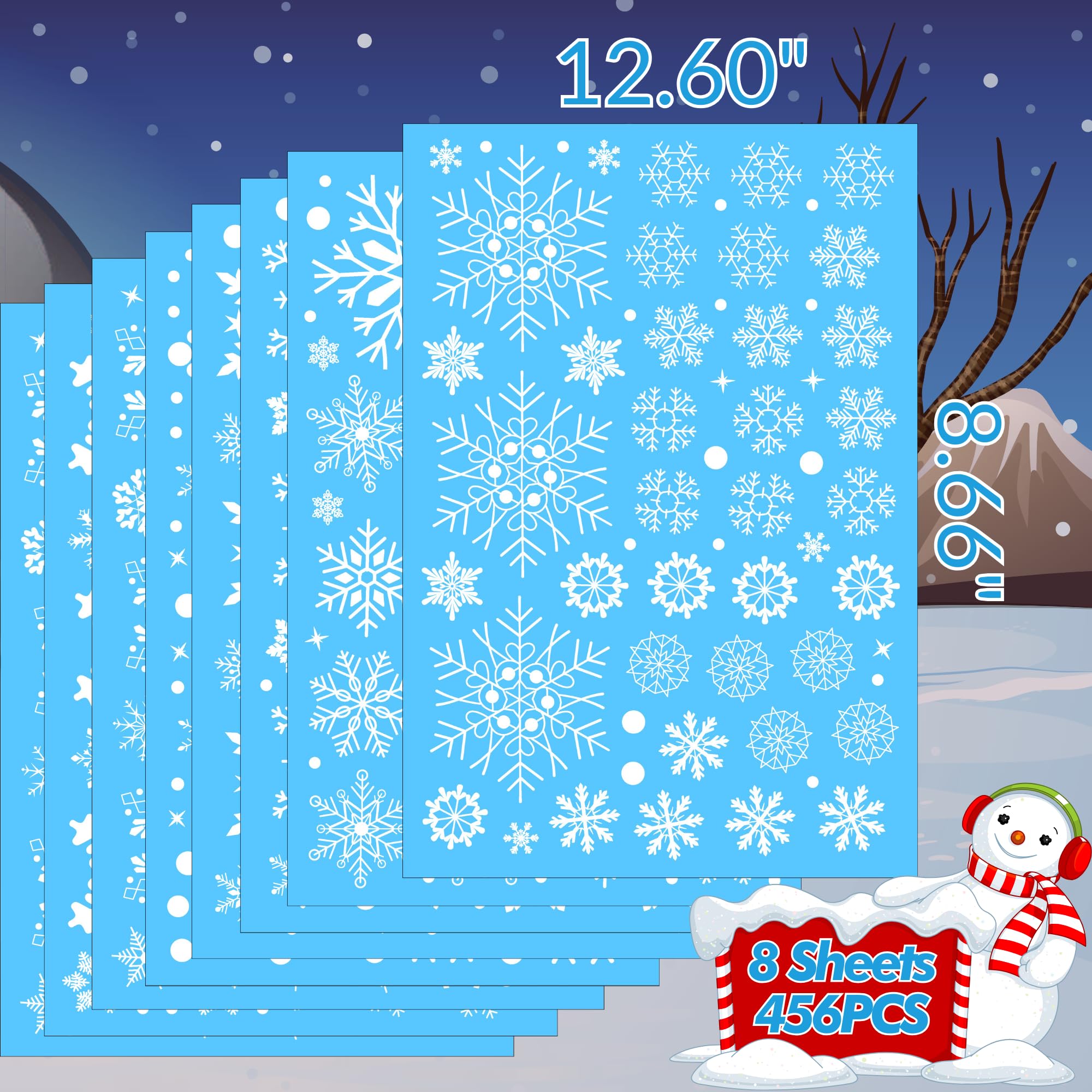 Snowflake Window Clings Stickers | 456Pcs Snowflake Clings Window Decal Christmas Decorations Christmas Stickers Winter Xmas Dec