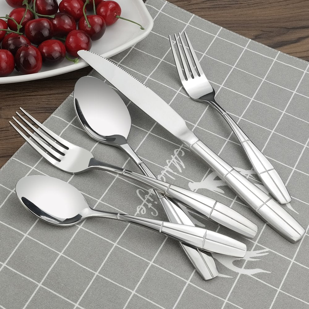 Eagrye 60-Piece Flatware Set, Stainless Steel Silverware Cutlery, Service For 12