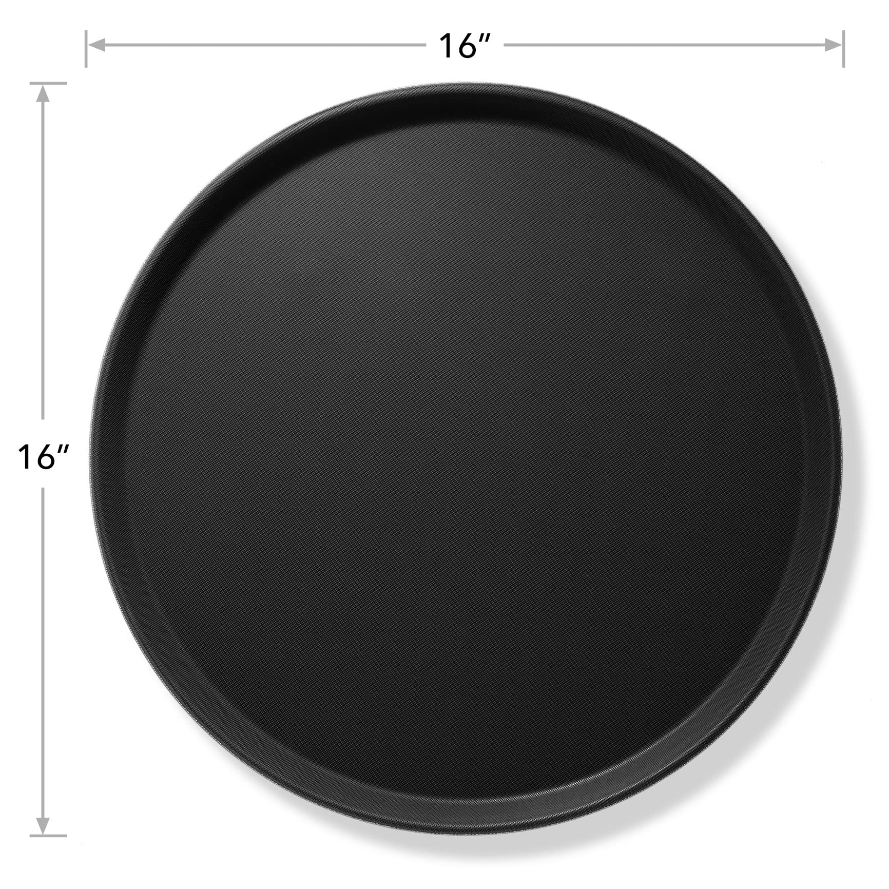 Jubilee 16'' Round Restaurant Serving Trays (Set Of 2), Black - Nsf Certified Non-Slip Food Service Tray