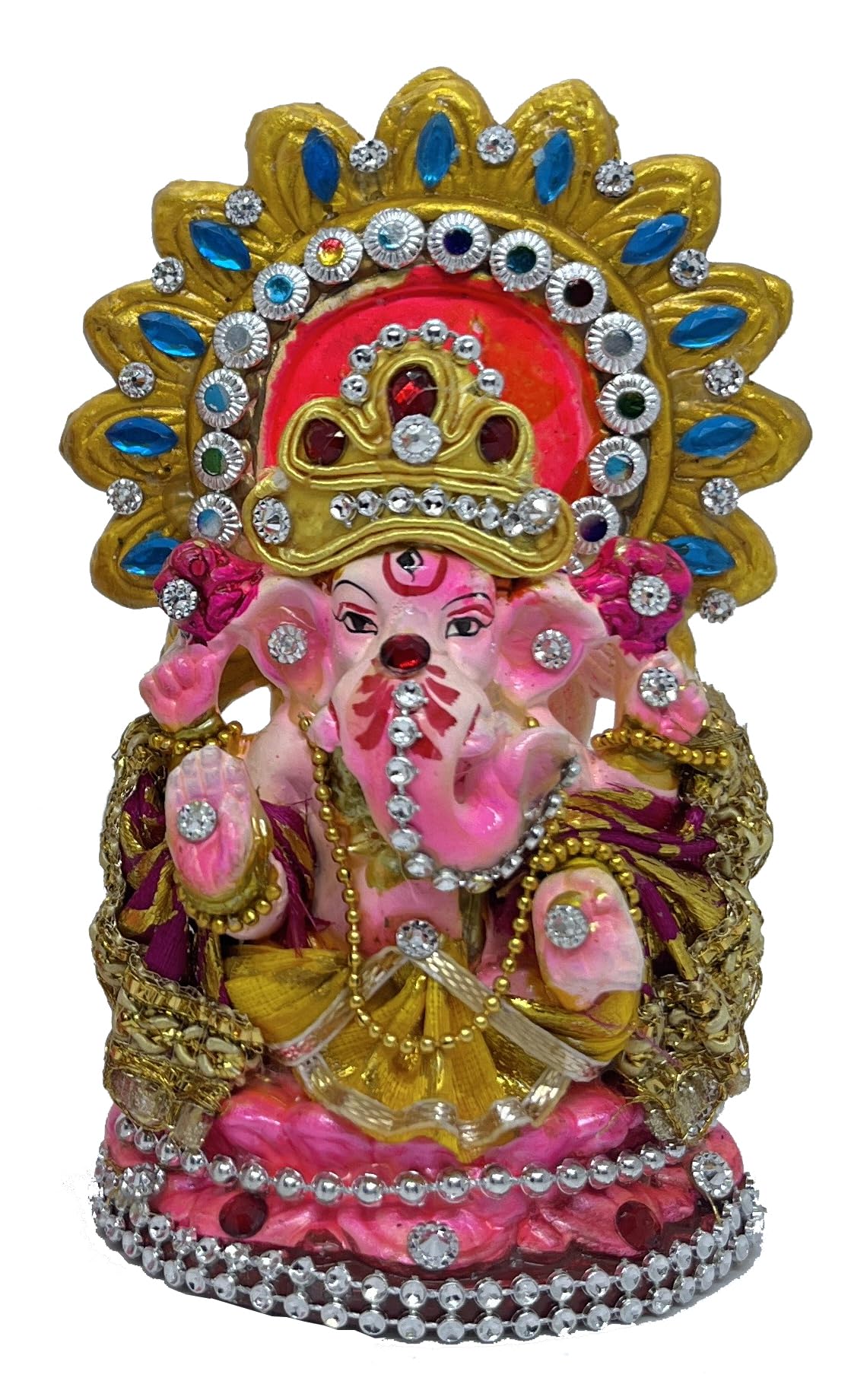 Awadh-Decorated Luxmi Ganesh Idol With Vastra And Jwellery Laxmi Ganesha Statue For Diwali Fastival, Home Decor, Pooja Ghar Deco