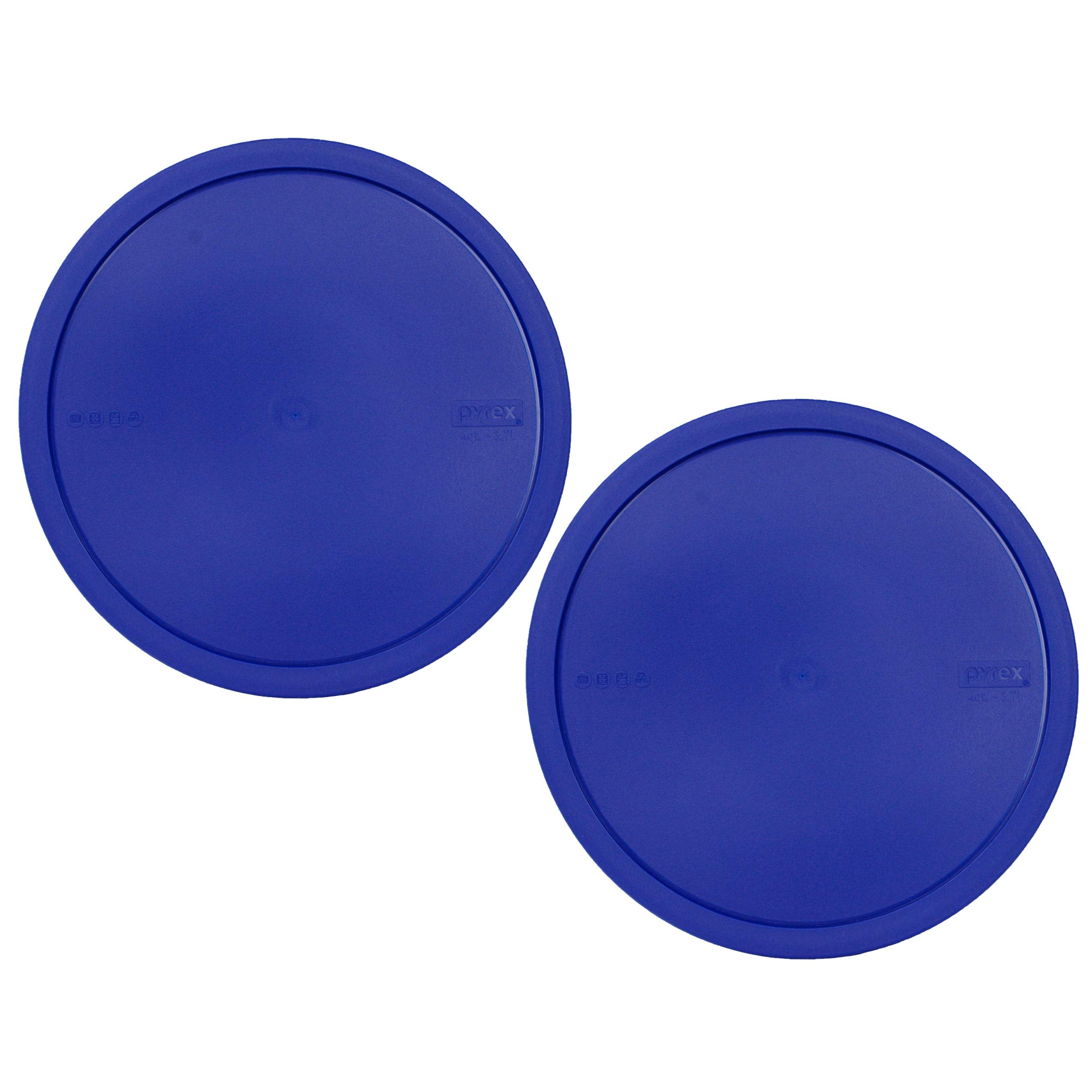 Pyrex 326-Pc Blue 4 Quart Round Plastic Food Storage Lid, Made In Usa - 2 Pack