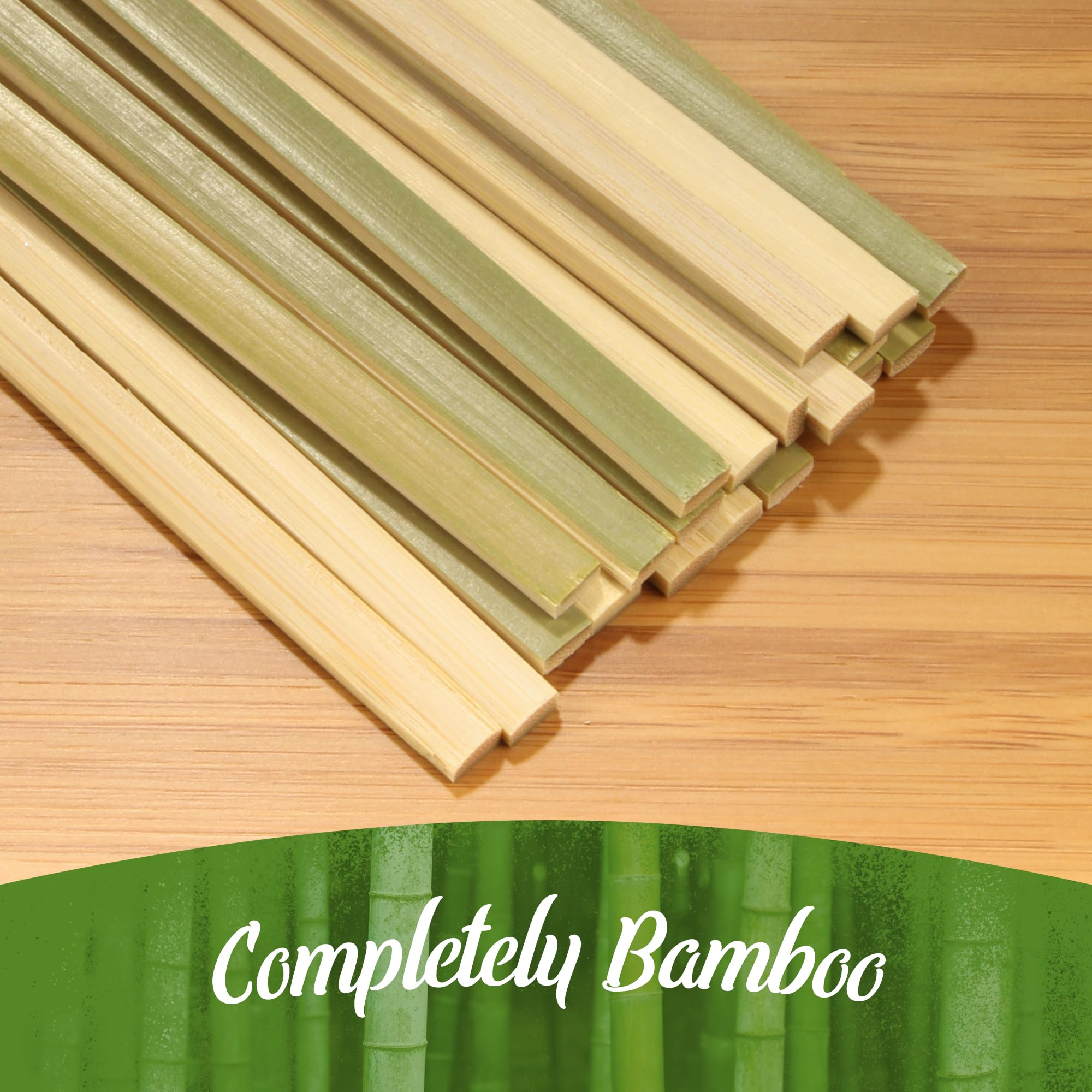 Bamboomn Flat Sticks Bamboo Kebab Food Drink Skewers - 10'' - 100Pcs