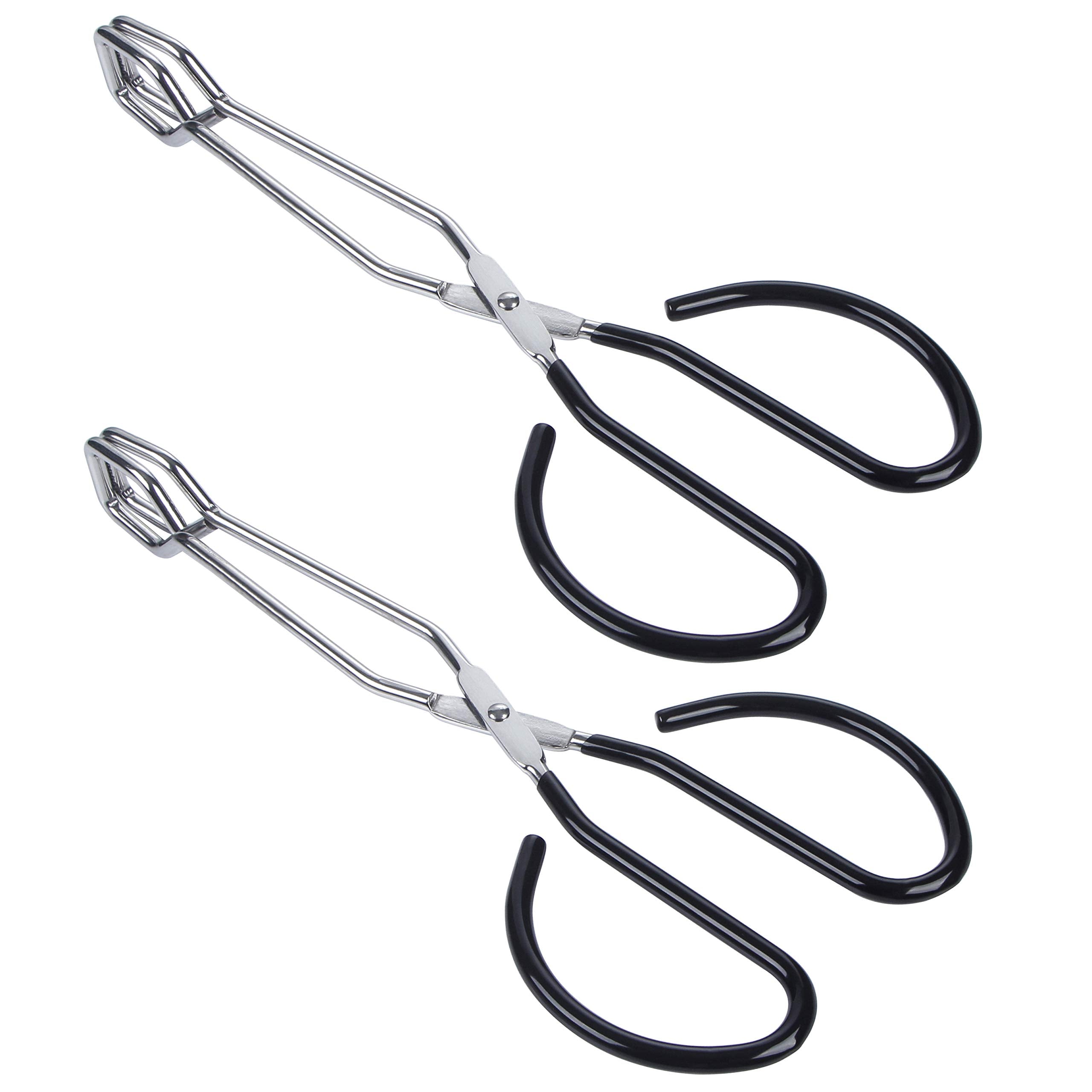Msy Bigsunny Stainless Steel Scissor Tongs Heavy Duty Cooking Tongs With Soft Handles (2, Black 10'' + 10'')