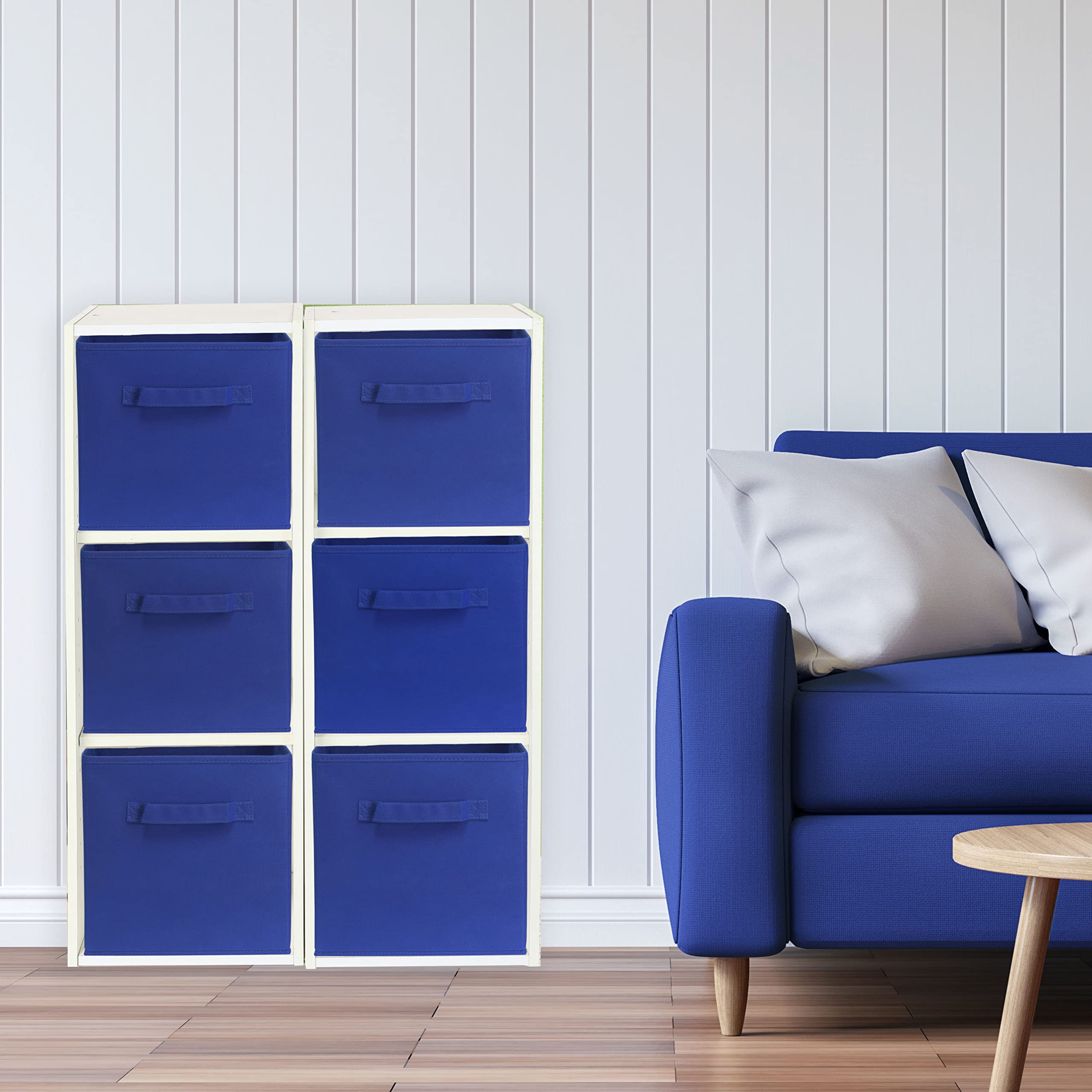 Simple Houseware Foldable Cube Storage Bin, Dark Blue - 6 Pack