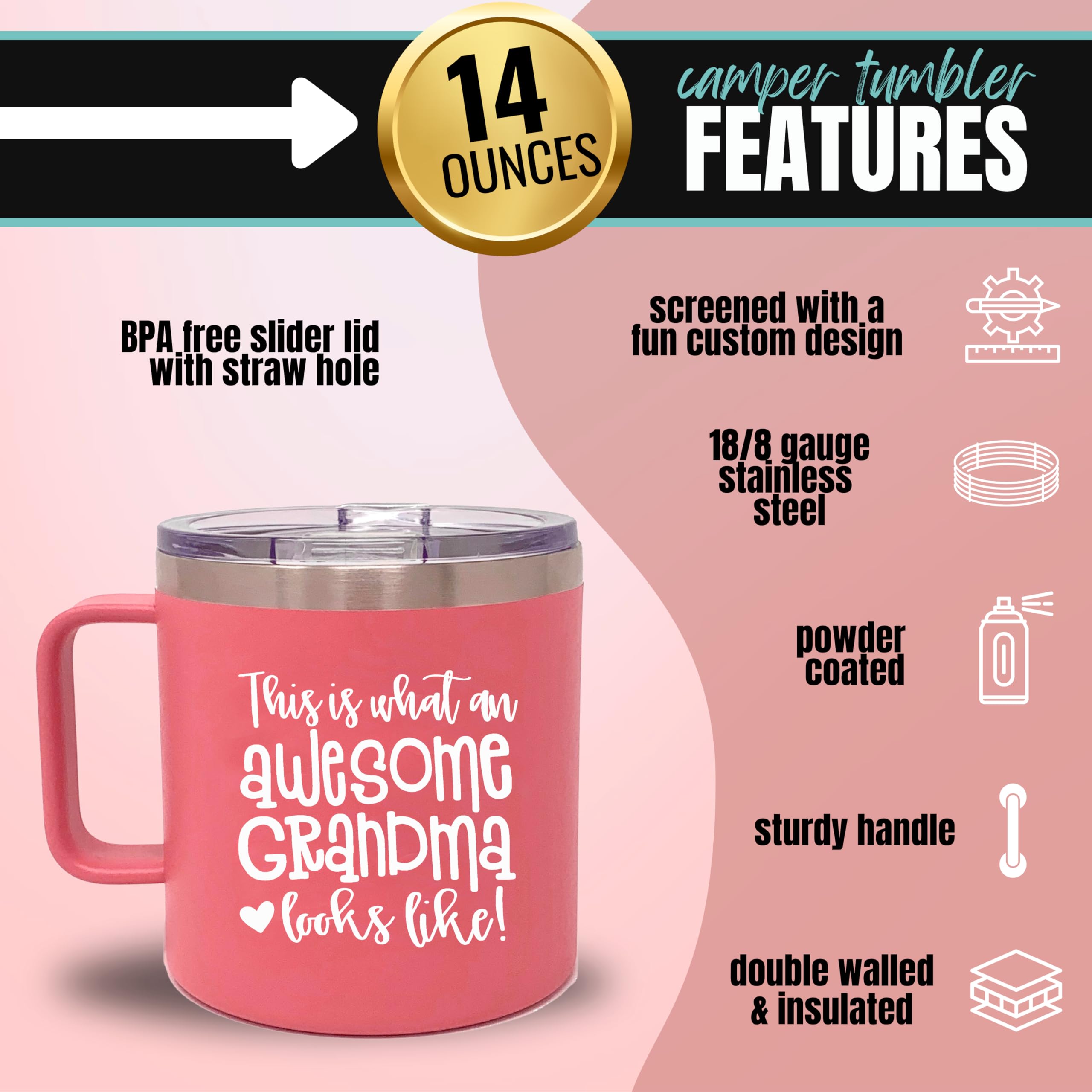 Best Grandma Gifts - Cute Grandma Coffee Mugs Tumbler Cups- Present for Gramma  Grammy  Grandmothers  Grandmom - Presents for Future New Grandma's for Christmas  Birthday  Mother's Day from Grandchild