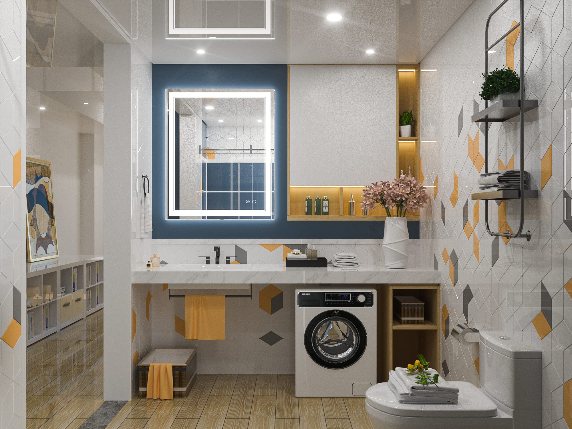 Keonjinn LED Bathroom Mirror  Lighted Bathroom Mirror with Lights  30 x 36 Inch LED Vanity Mirror  Wall Mounted Anti-Fog Dimmable Frameless Frontlit Makeup Mirror  IP54  6000K(Horizontal/Vertical)