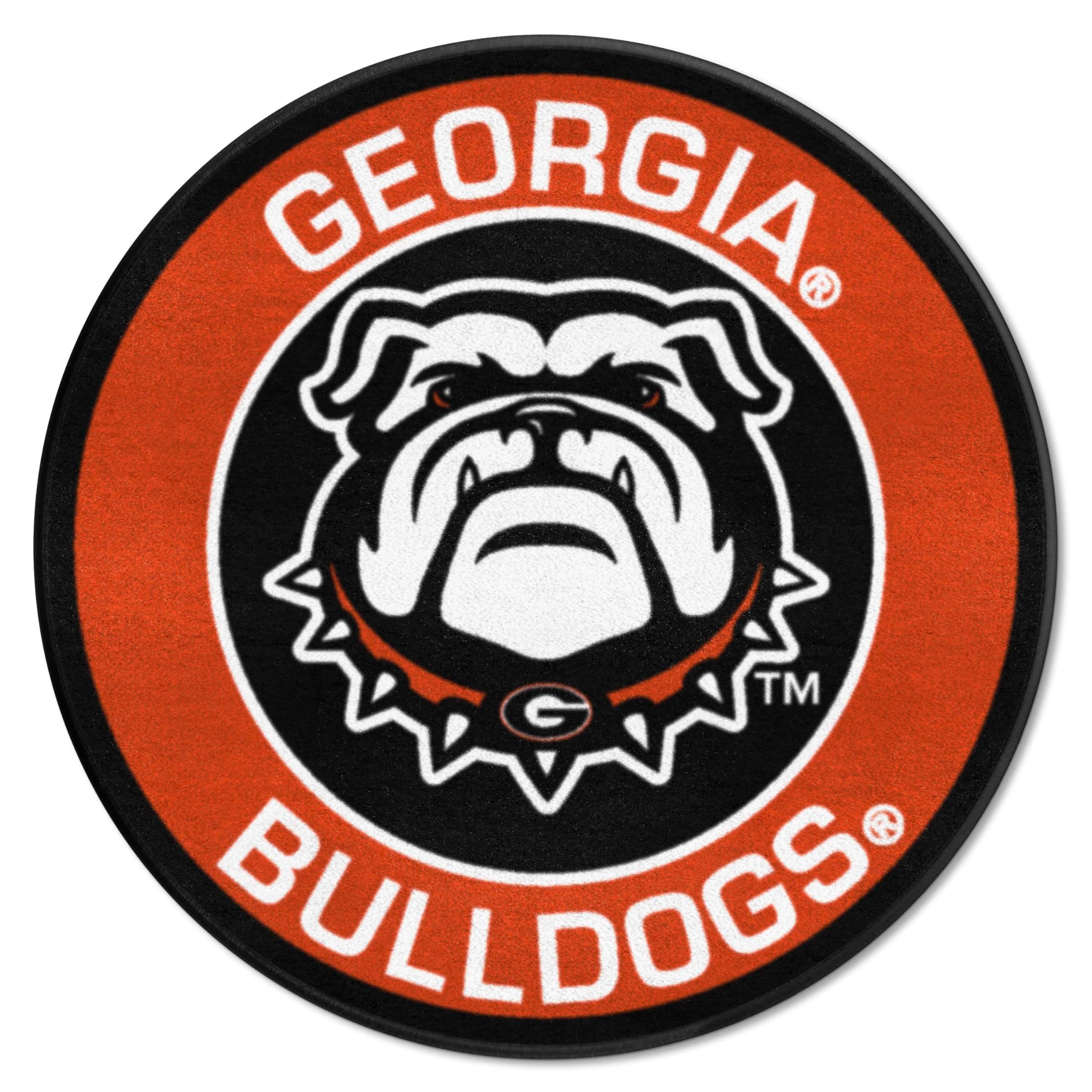 FANMATS 22882 Georgia Bulldogs Roundel Rug - 27in. Diameter - Bulldog Logo