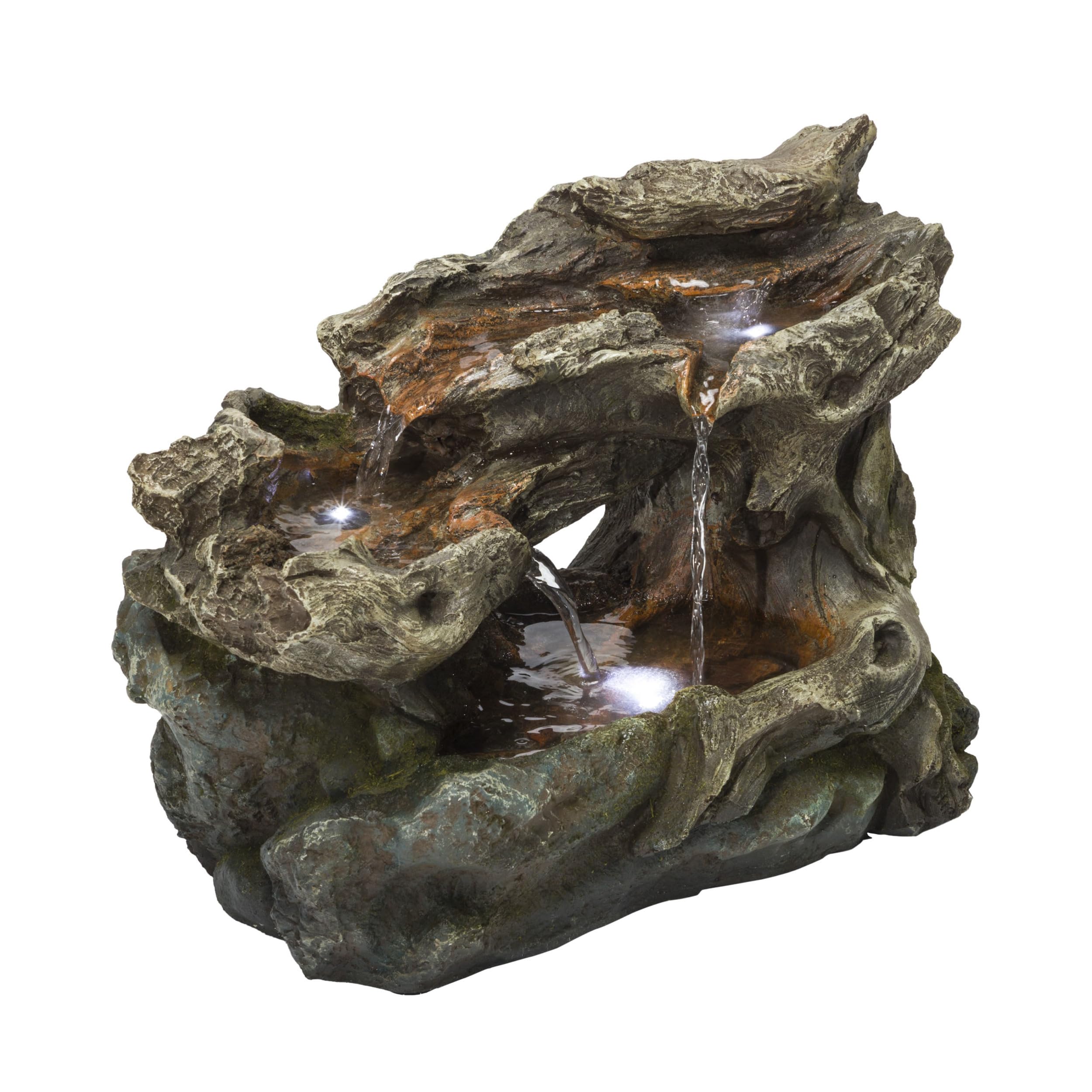Alpine Corporation WIN1334 10 Tall Tabletop 3-Tier Waterfall Rock Fountain with LED Lights, Indoor Decorative Water Feature for