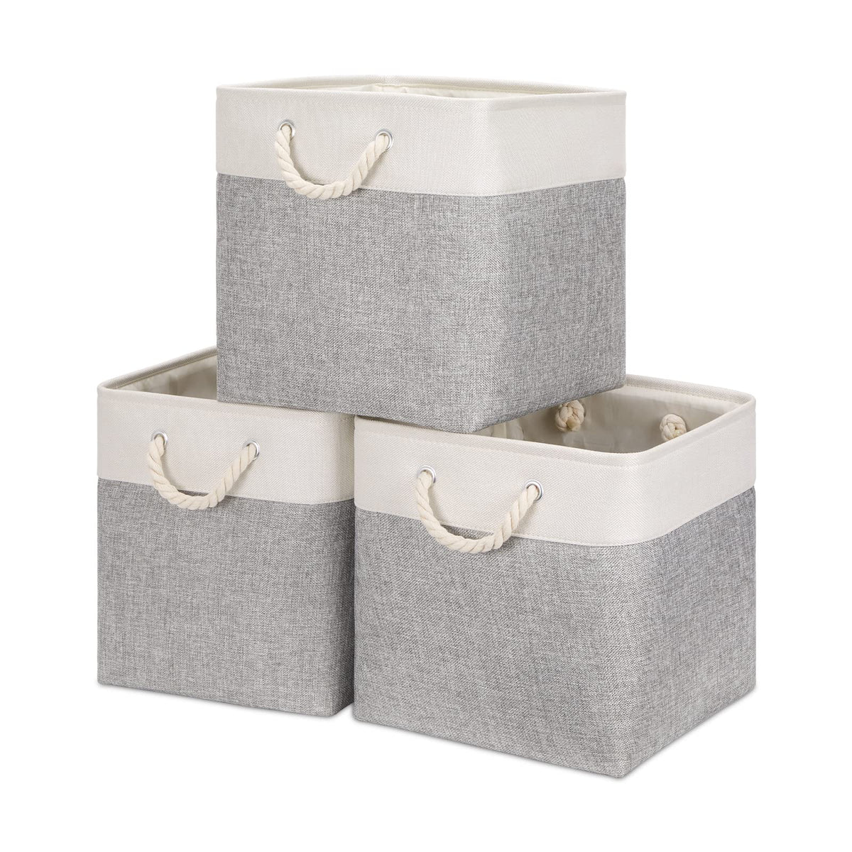 Bidtakay Baskets For Storage Large Fabric Basket Set Of 3 Closet Baskets Clothes Baskets For Shelves Square Organizer Bins 13X13