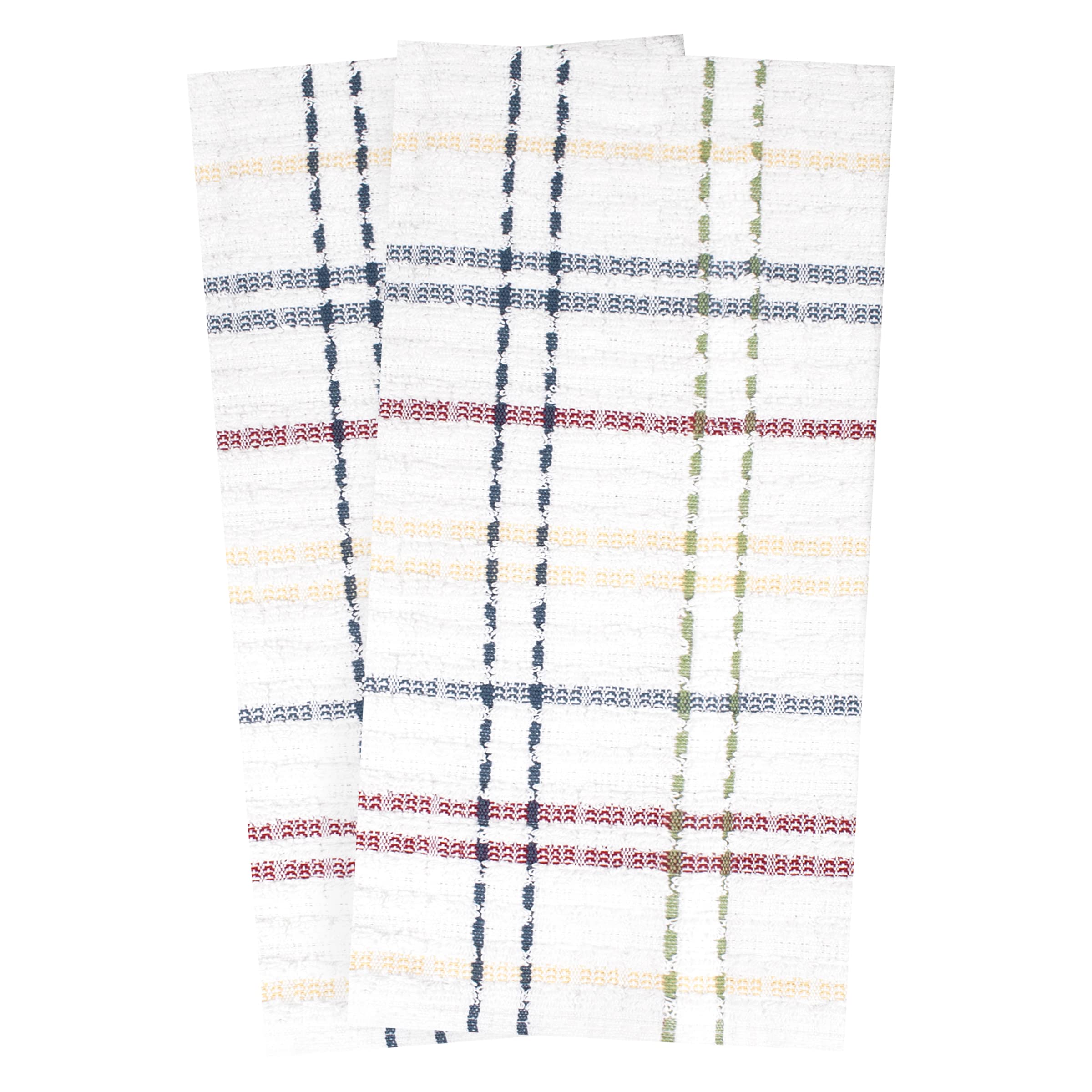 Ritz Royale Collection 100% Combed Terry Cotton, Highly Absorbent, Oversized, Checked Kitchen Towel Set, 28 X 18, 2-Pack, Paprik