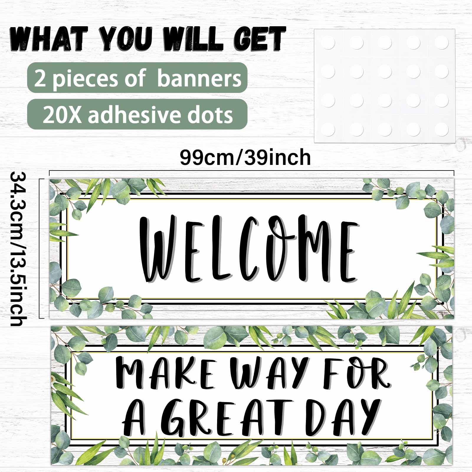 Qoubai Eucalyptus Classroom Welcome Banner And Poster For Teachers Greenery Motivational And Inspirational Banner Decor For Pres