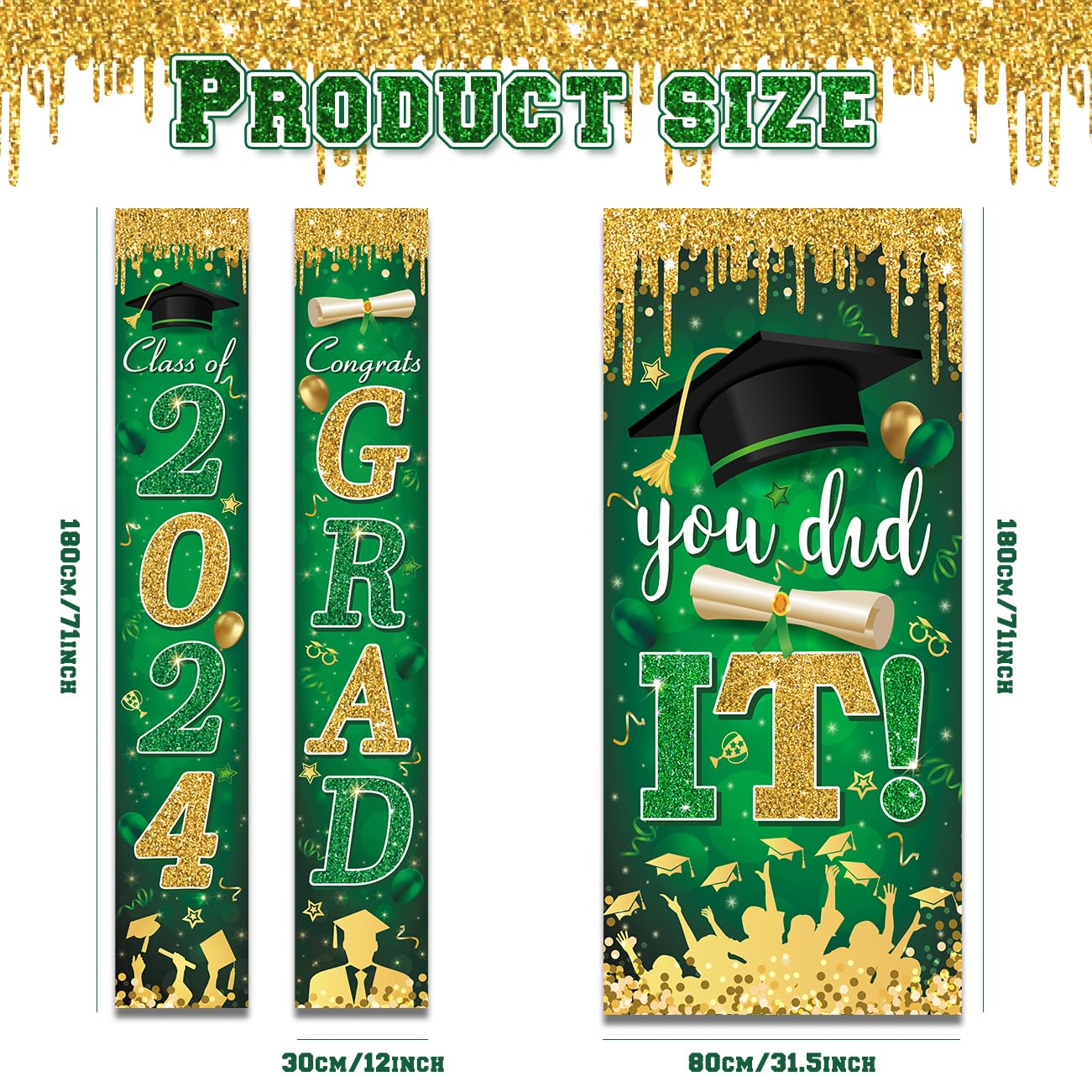 Green And Gold Graduation Decorations Class Of 2024 Congrats Grad Banner And You Did It Graduation Door Cover For High School Co