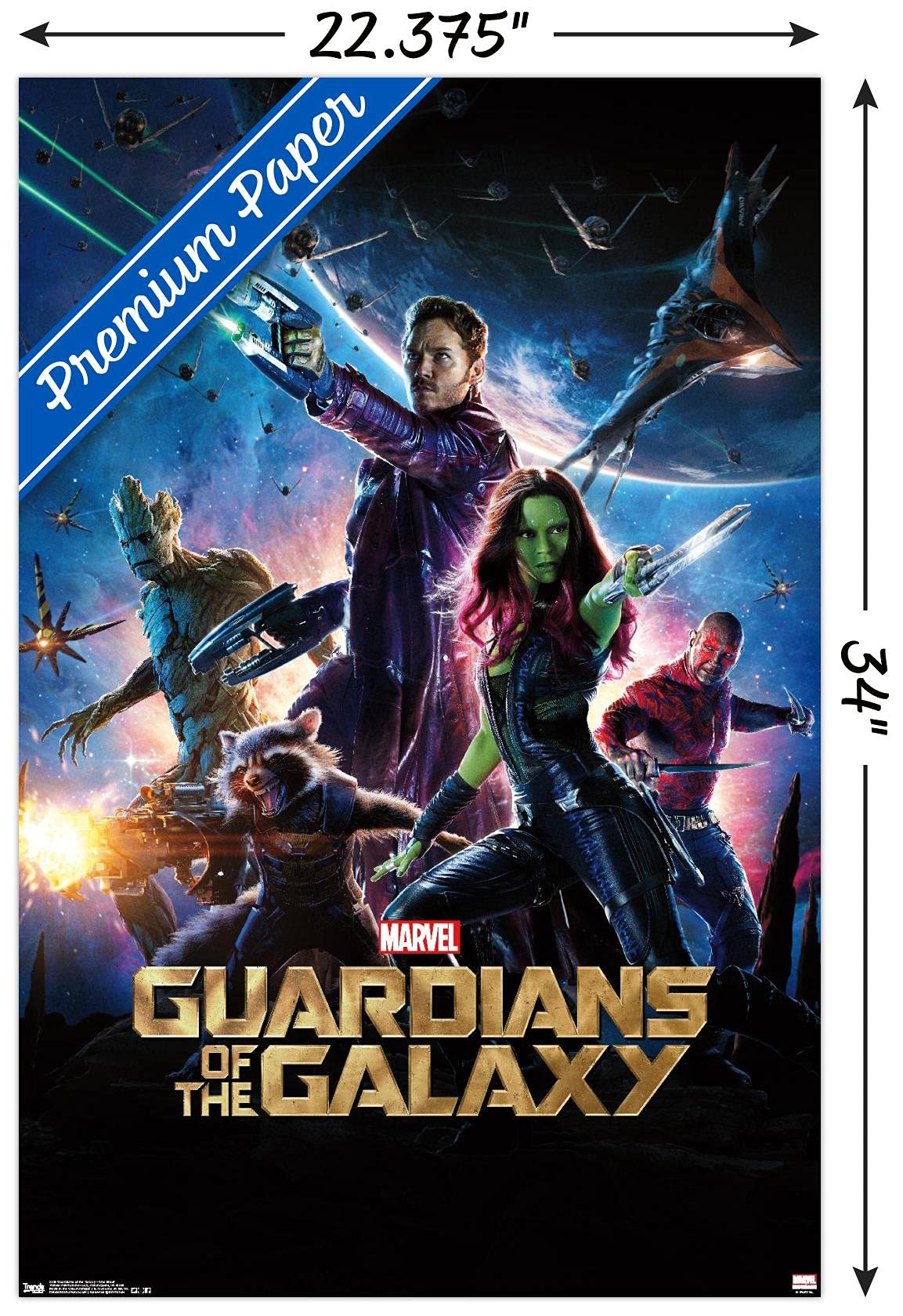 Trends International Marvel Cinematic Universe - Guardians Of The Galaxy - One Sheet Wall Poster, 22.375'' X 34'', Premium Unfra