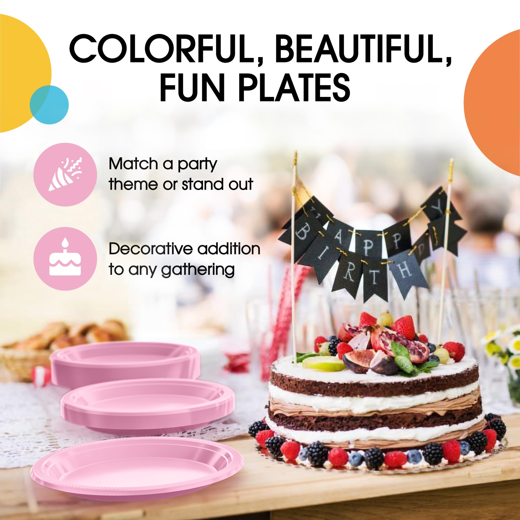 Exquisite Pink Plastic Plates For Party 7 Pink Disposable Plates For Party Supplies 100 Pcs Disposable Dinner Plate Heavy Duty