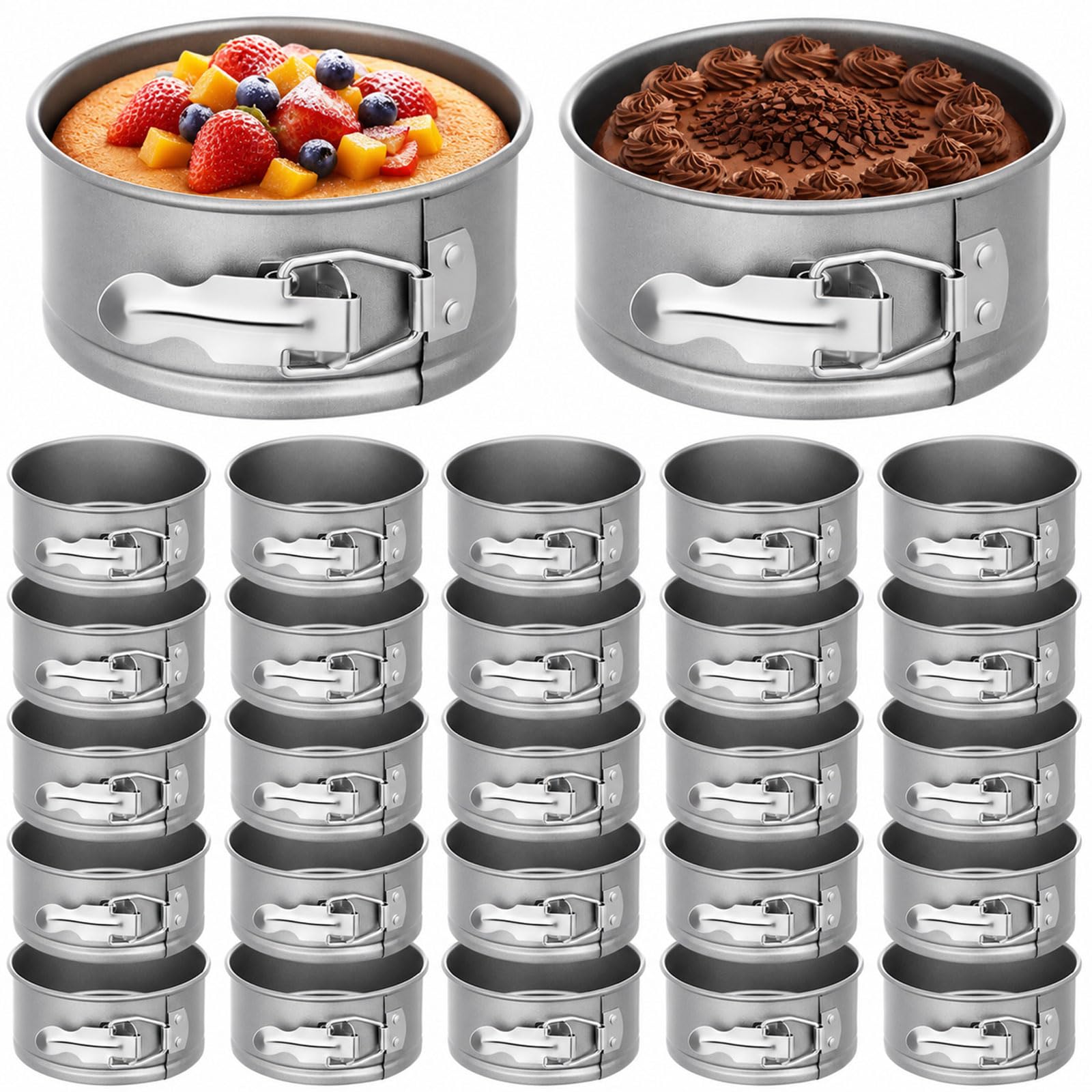 Sunnyray 25 Pcs 4 Inch Springform Pans Mini Cheesecake, Grey