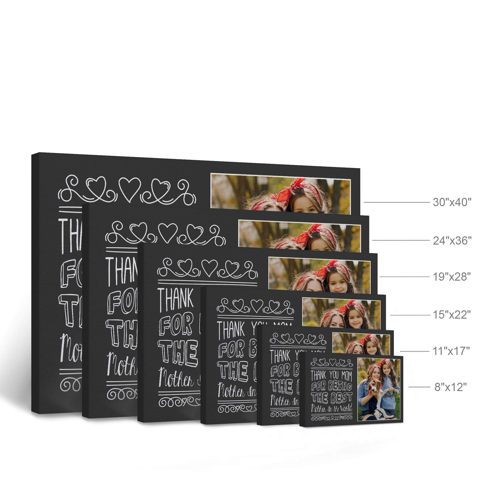 Smile Art Design Custom Photo Print Canvas Print with Your Photo Personalized Photo Thank You Mom for Being The Best Mother in World Quote Personalized Gifts for Moms 15x22 inches