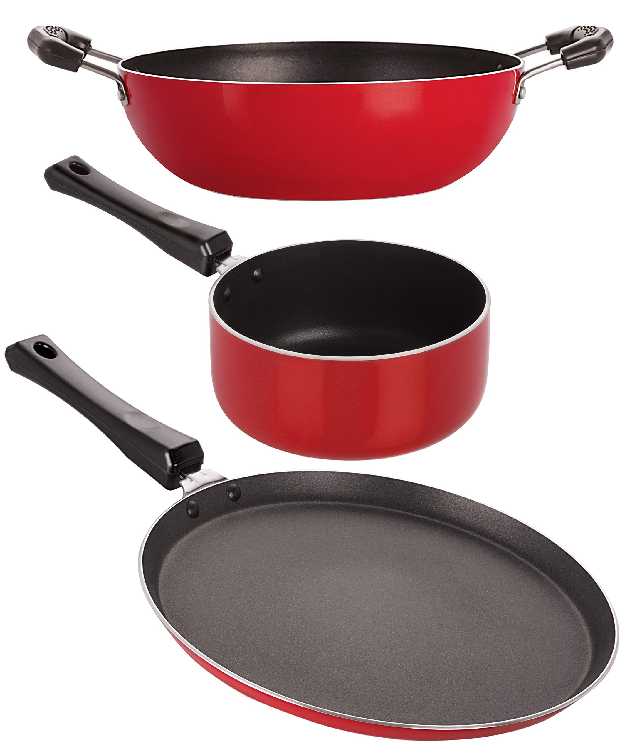 Nirlon NonStick Pfoa Free 3 Piece Gas Compatible Cookware Utensil Set With Supreme Quality