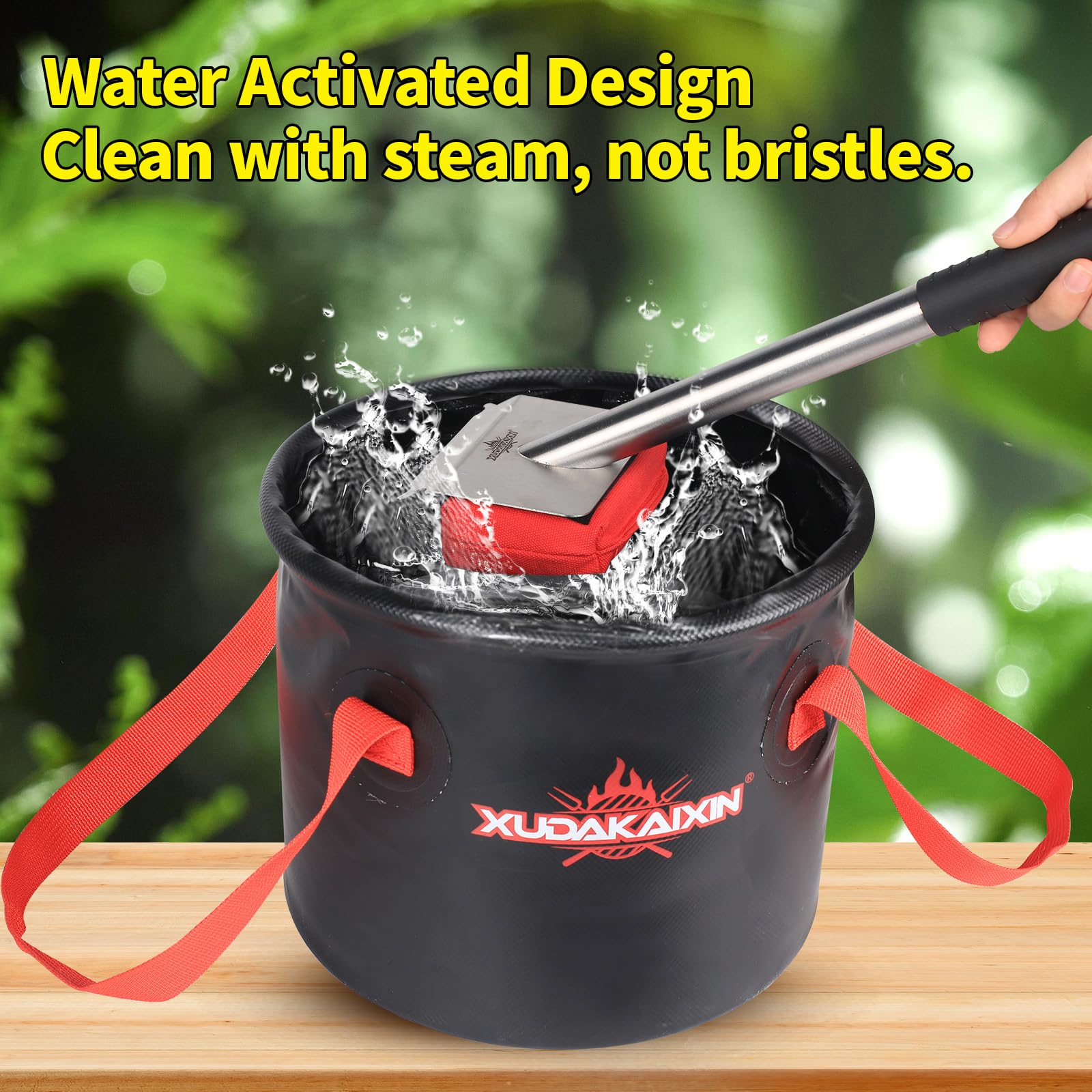 Xudakaixin Grill Brush Bristle Free,Water-Activated Steam Effectively Cleans The Grill.Unique Aramid Fiber Twill Pad For Cast Ir