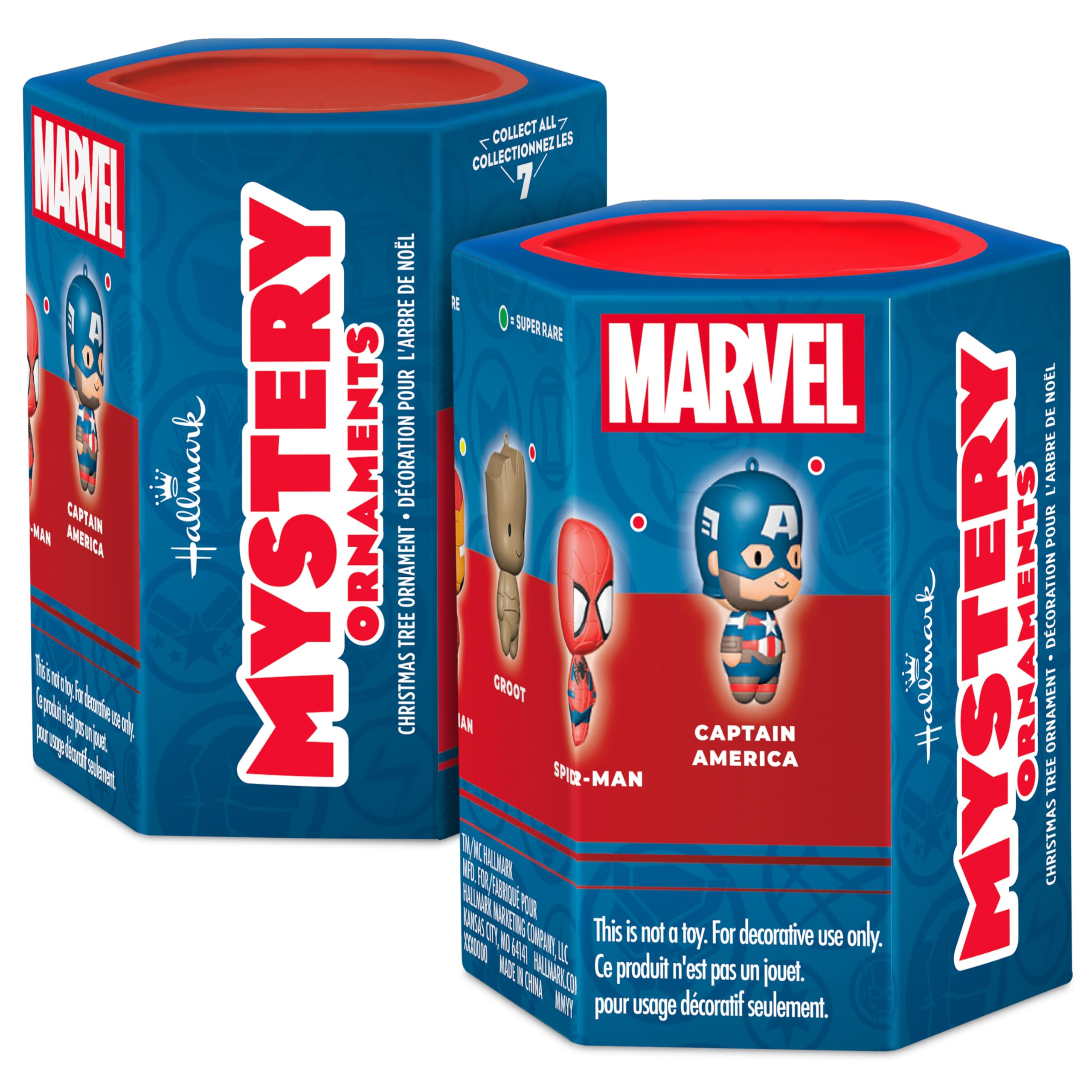 Hallmark Marvel Super Heroes Mystery Christmas Ornaments, Set of 2