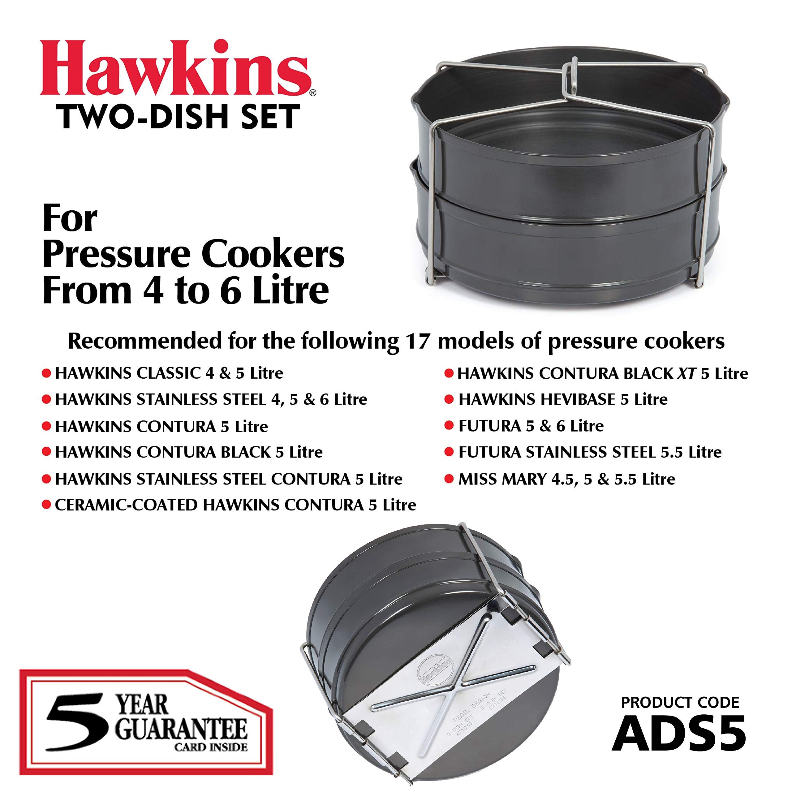 HAWKINS ADS5 Pressure Cooker Dish Set, 2, Black