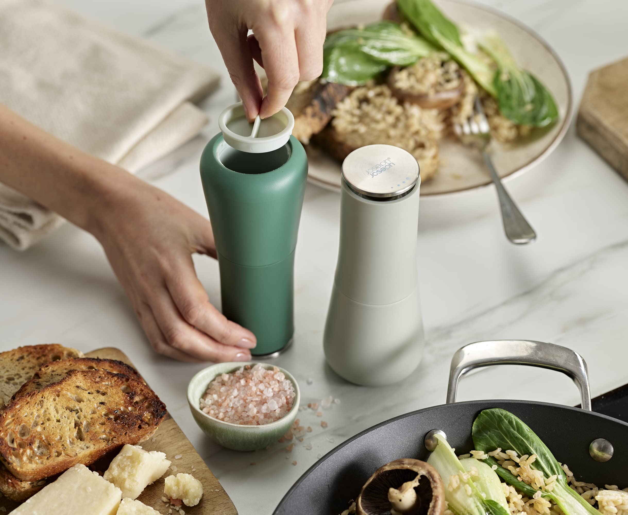 Joseph Joseph Milltop Set-Editions (Sage) Salt & Pepper Mill, 00-0, Green