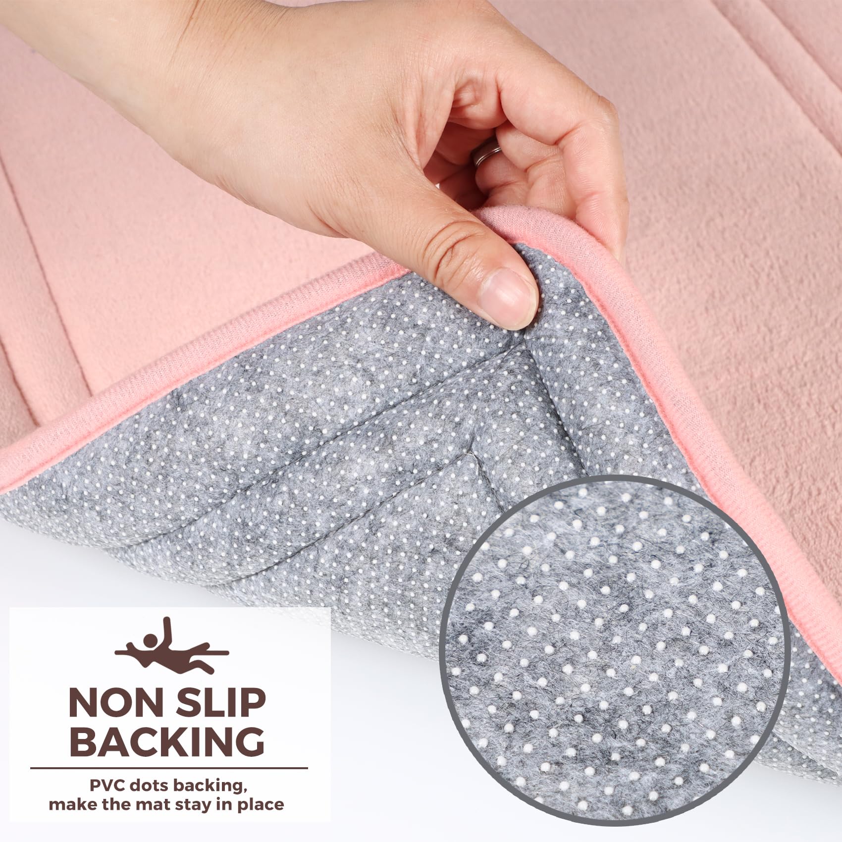 Pagged Pink Bathroom Rug Set Of 2 Memory Foam Bath Mat Set Non Slip Washable Floor Mats Soft Absorbent Plush Microfiber Shower T