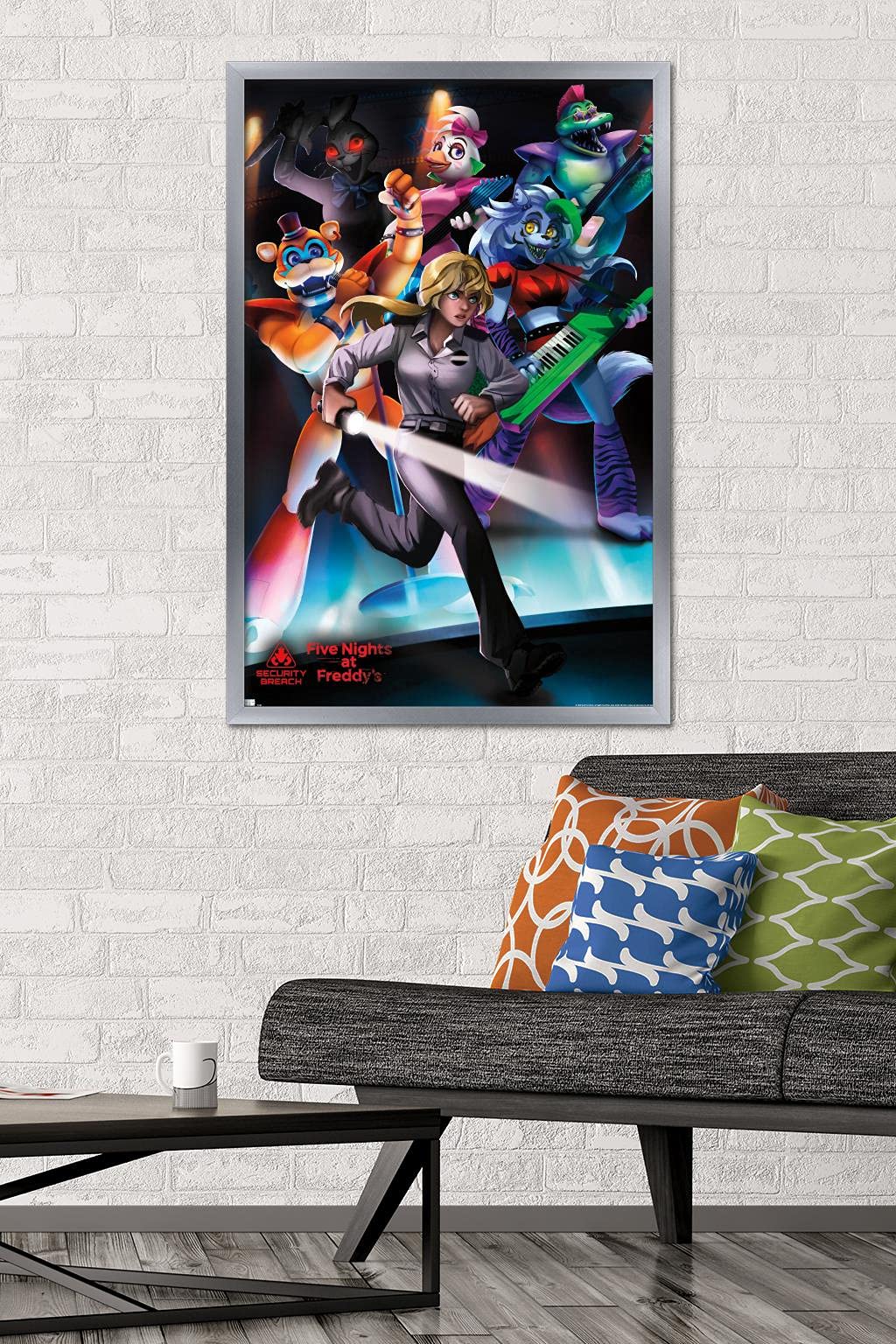Trends International Five Nights At Freddy'S: Security Breach - Group Wall Poster, 22.375'' X 34'', Silver Framed Version