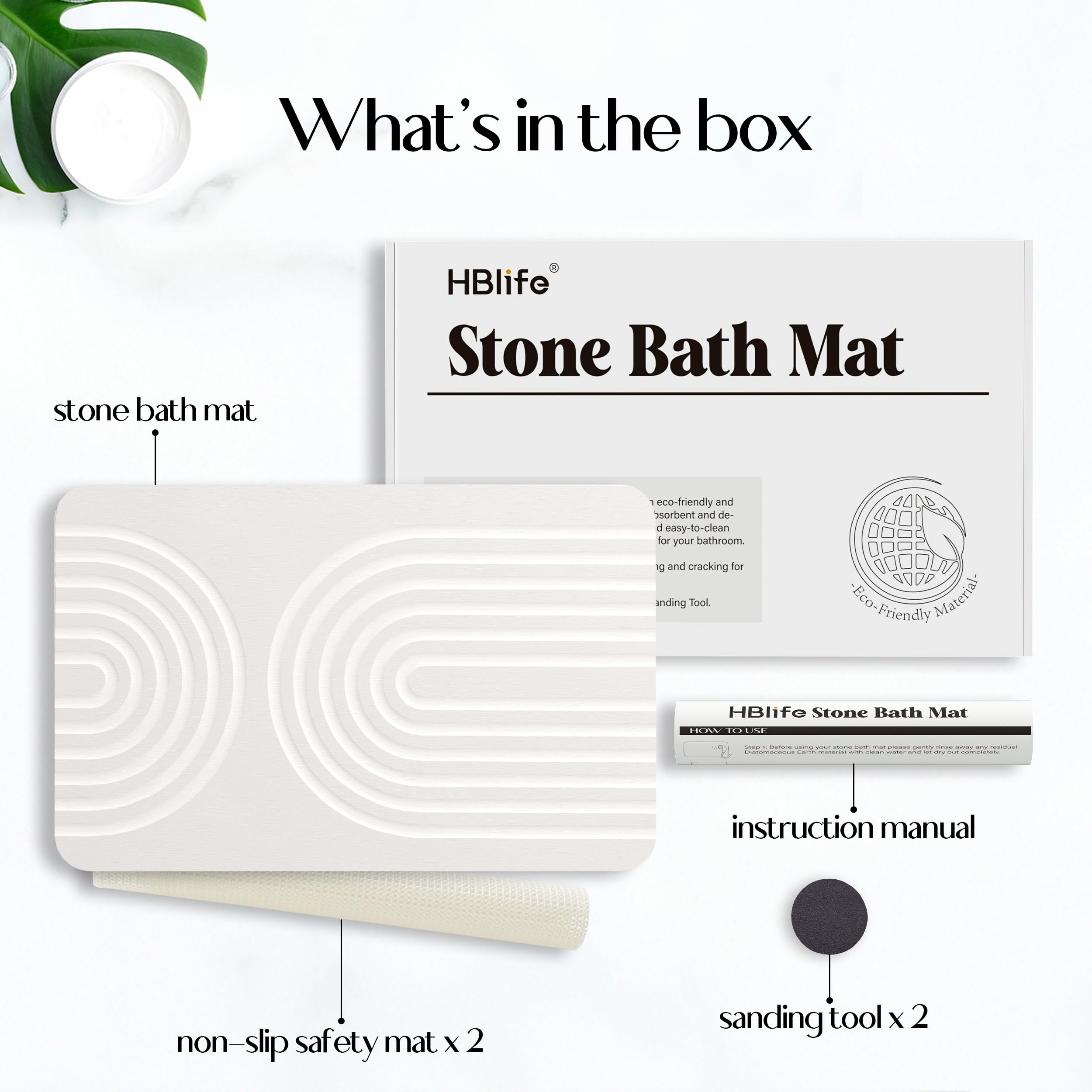 Hblife 23.5'' X 15'' Stone Bath Mat, Quick Dry Bath Mats For Bathroom, Non Slip Bathroom Floor Mat Bathtub Mat, Stone Dish Dryin