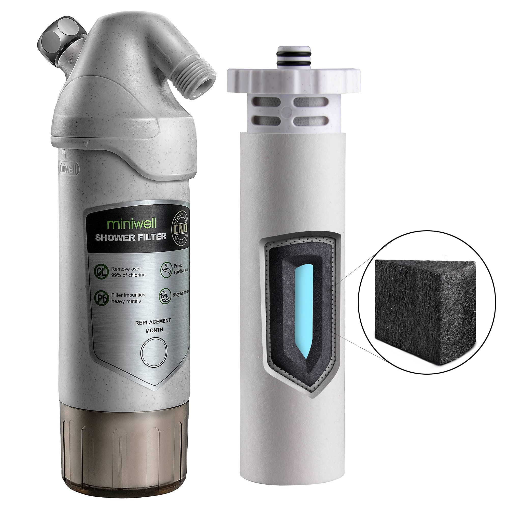 Miniwell L720-Plus Shower Filter System-For Hard Water And Well -Remove Chlorine & Heavy Metals & Sediments Impurties- Good For