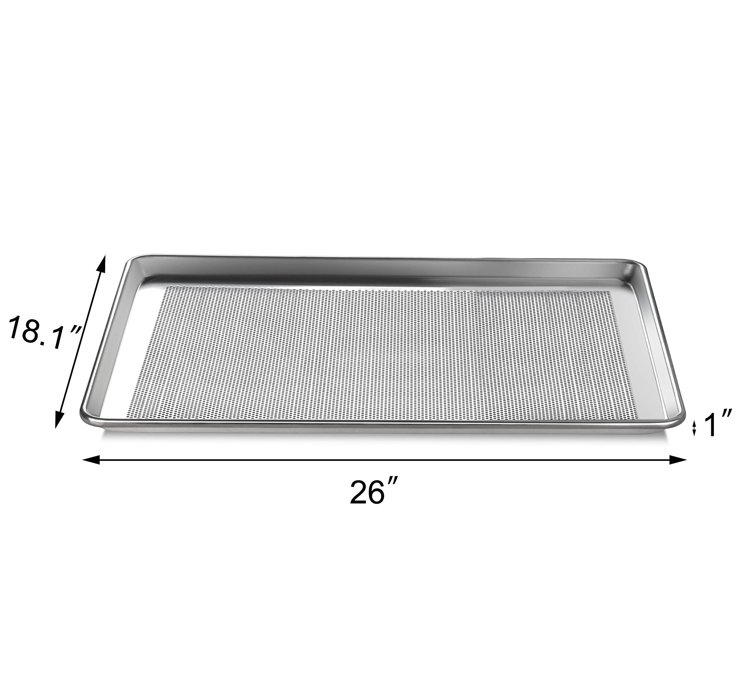 New Star Foodservice 36770 Commercial-Grade 18-Gauge Aluminum Sheet Pan/Bun Pan, Perforated 18'' L X 26'' W X 1'' H (Full Size)
