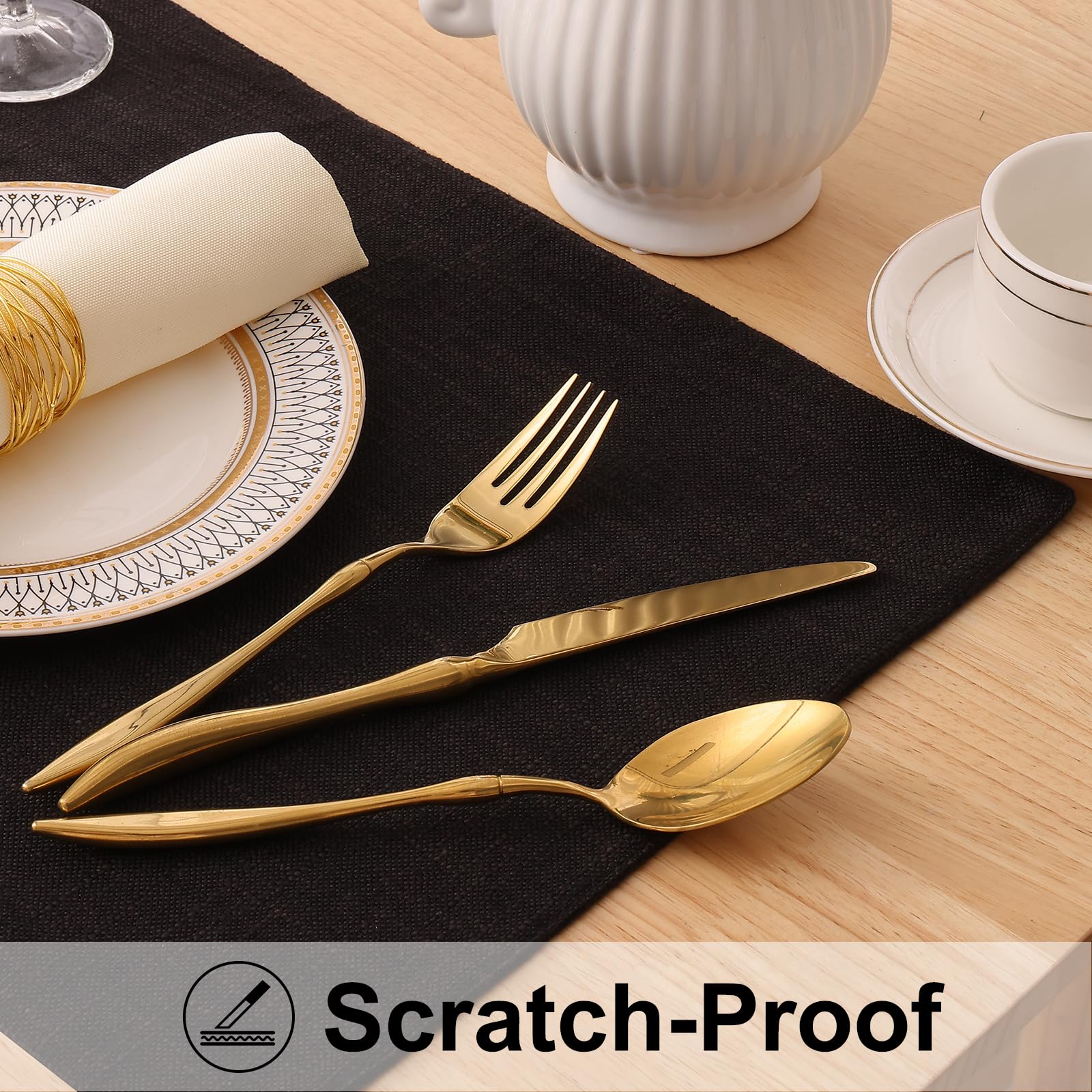 Homing Black Cloth Placemats For Dining Table Set Of 6 - Cotton Linen Blend Washable Farmhouse Kitchen Mats For Indoors & Outdoo