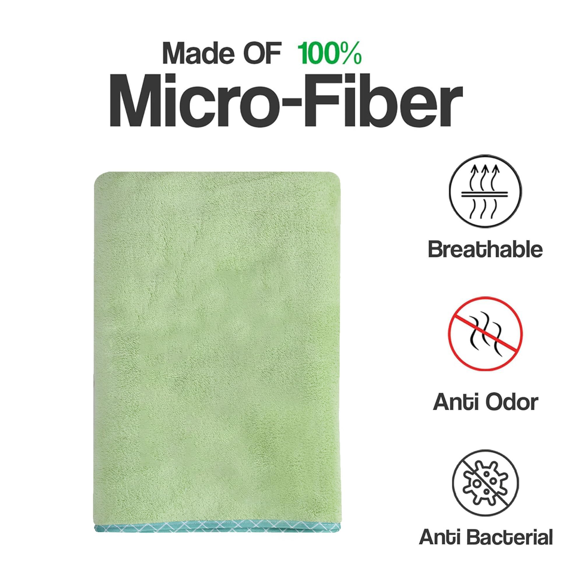 Urbanleaf Microfiber Large Bath Towel | Quick Dry Super Absorbent - Bath Towel For Men And Women | Pista Green | Towel For Bath,