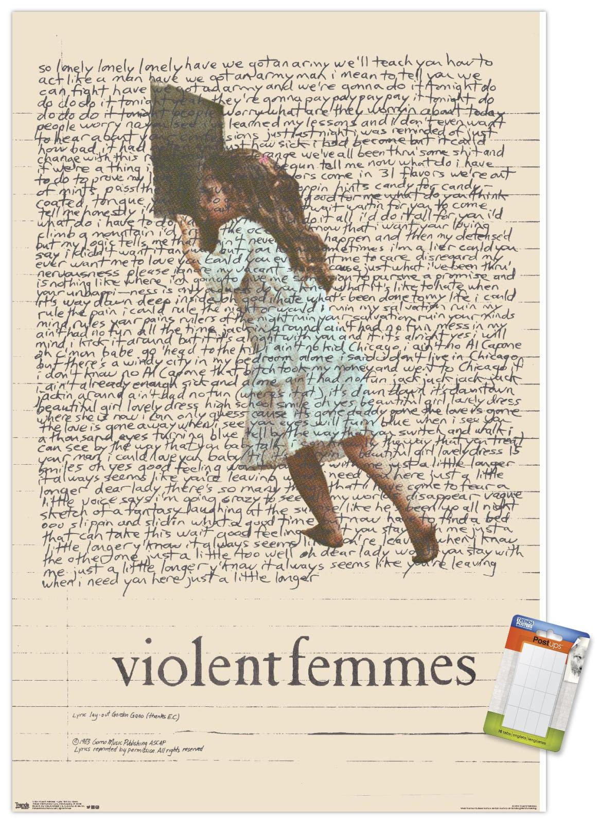 Trends International Violent Femmes - Lyric Girl Tea Towel Wall Poster, 14.725'' X 22.375'', Premium Poster & Mount Bundle