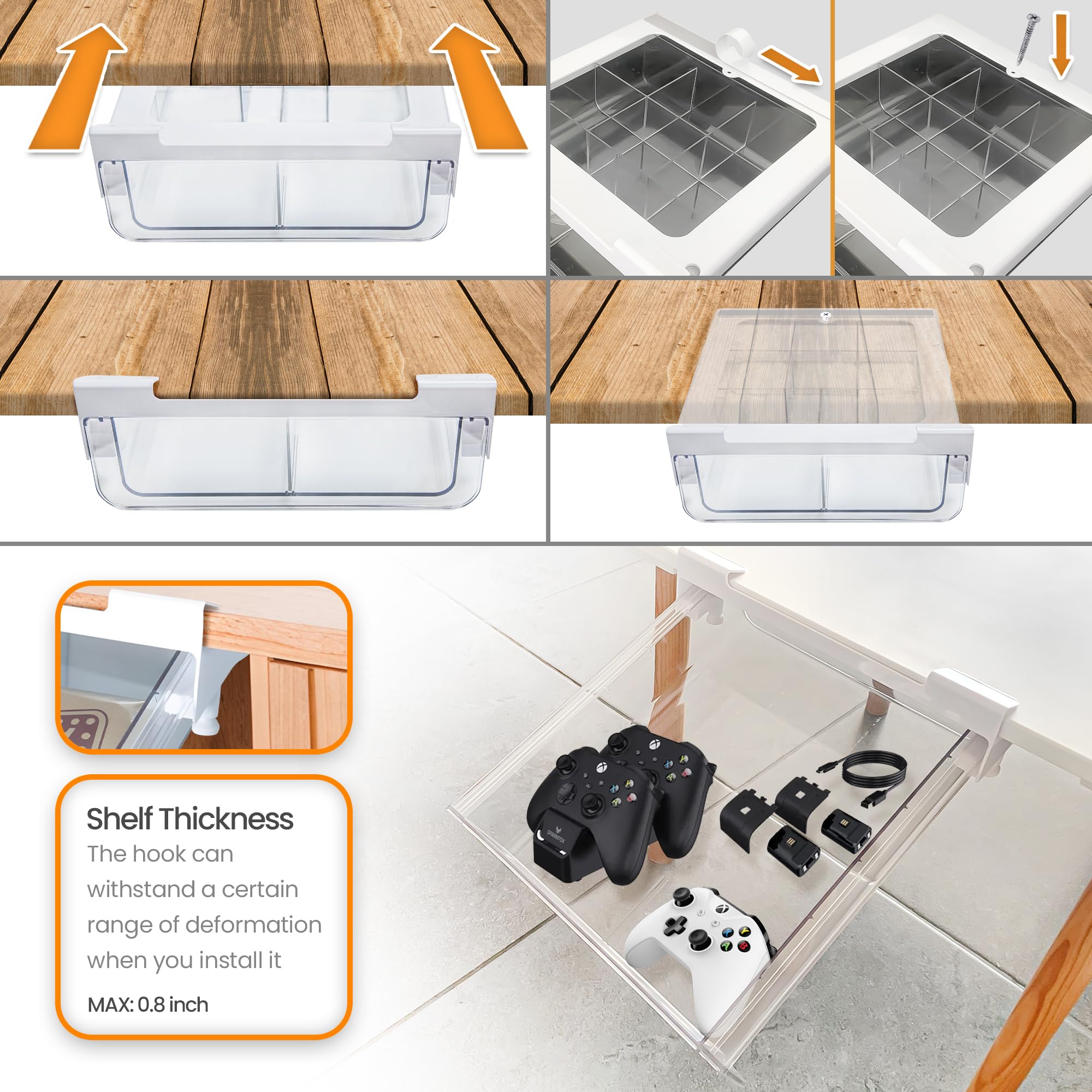 Pull Out Under The Shelf Drawer For Kitchen Cabinets | Easy To Install Cabinet Caddy Tea Coffee Cookware Organizer | Convert You