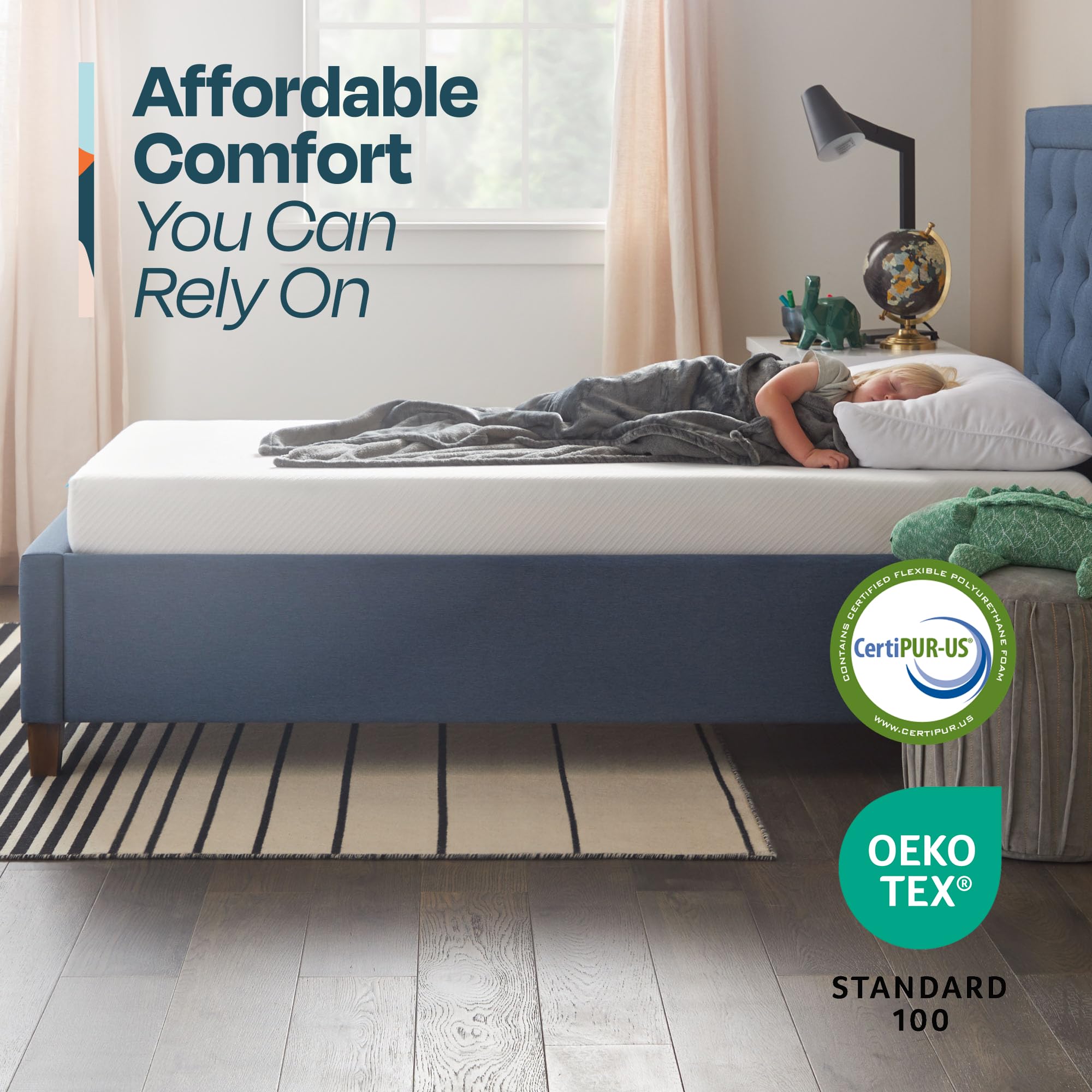 Linenspa 6 Inch Gel Infused Memory Foam Mattress - Full Size - Medium Firm - Low Profile Bed - Mattress in a Box - Youth or Kids