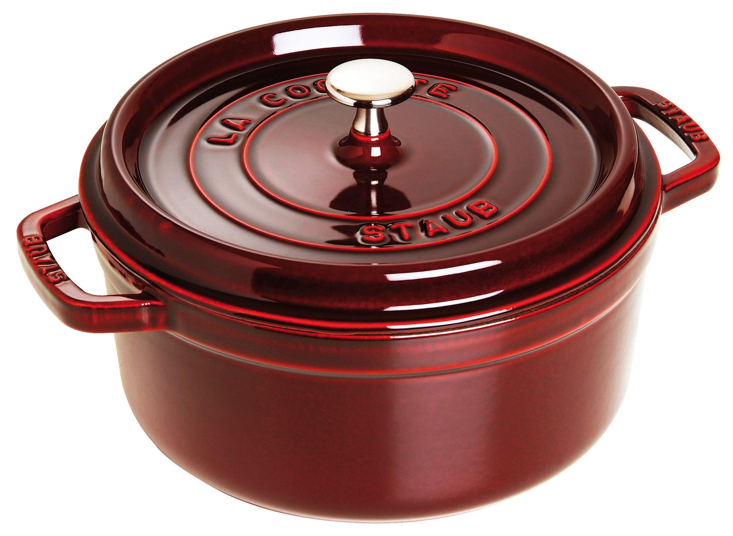 Staub Cast Iron 9-qt Round Cocotte - Grenadine, Made in France