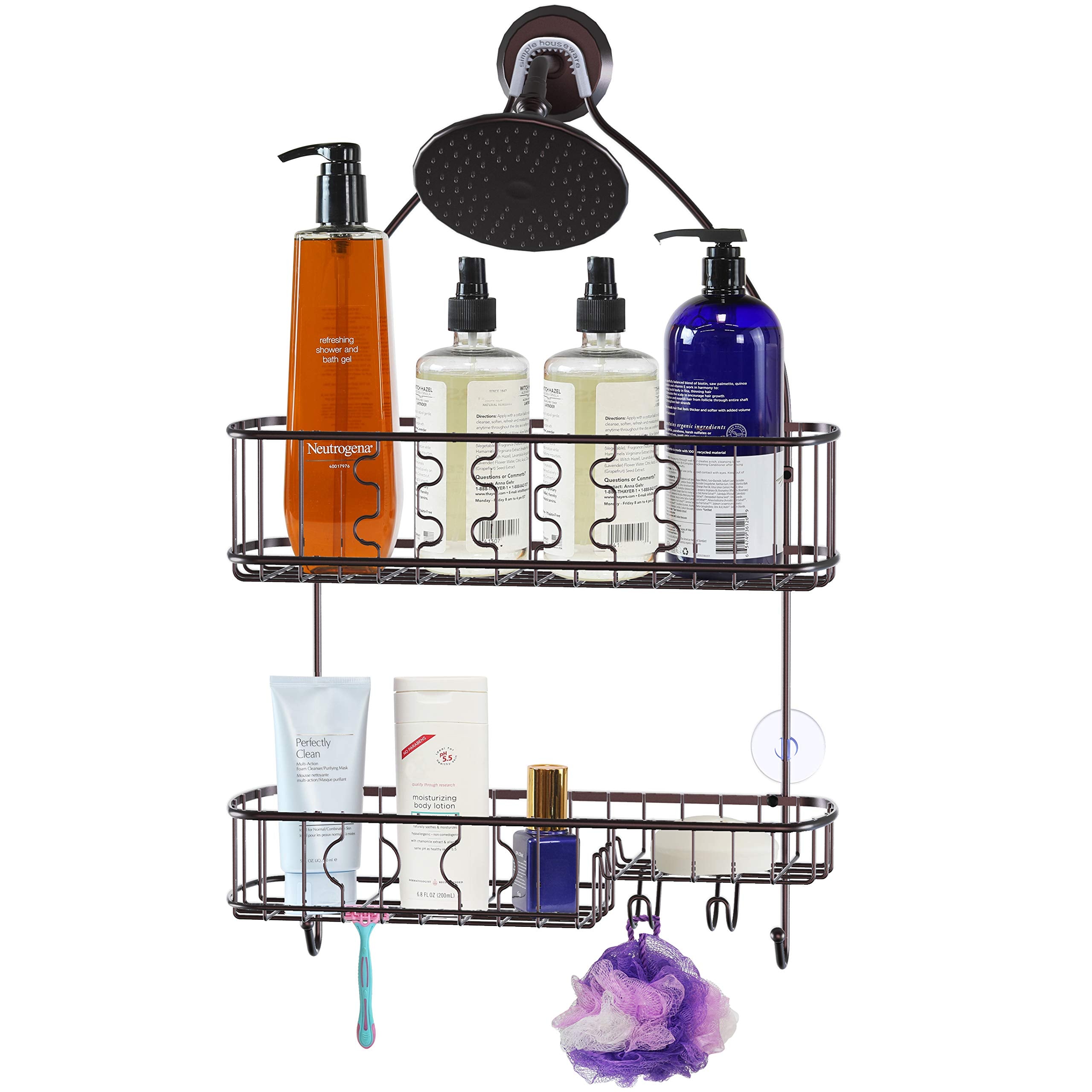 Simple Houseware Bathroom Hanging Shower Head Caddy Organizer, Bronze (26 X 16 X 5.5 Inches)
