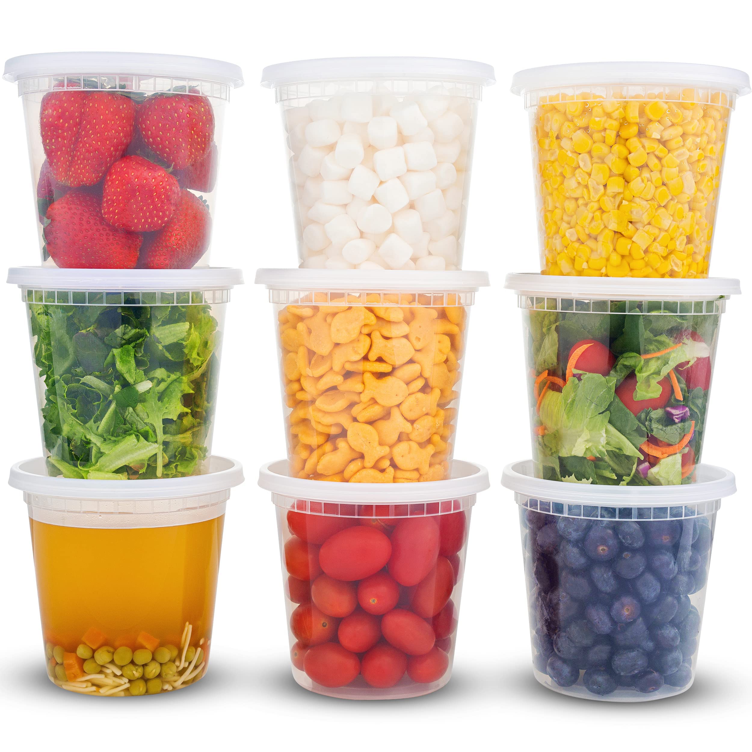 Durahome Deli Containers With Lids 24Oz. Leakproof 30 Sets Bpa-Free Plastic Food Storage Cups Clear Airtight Takeout Container H