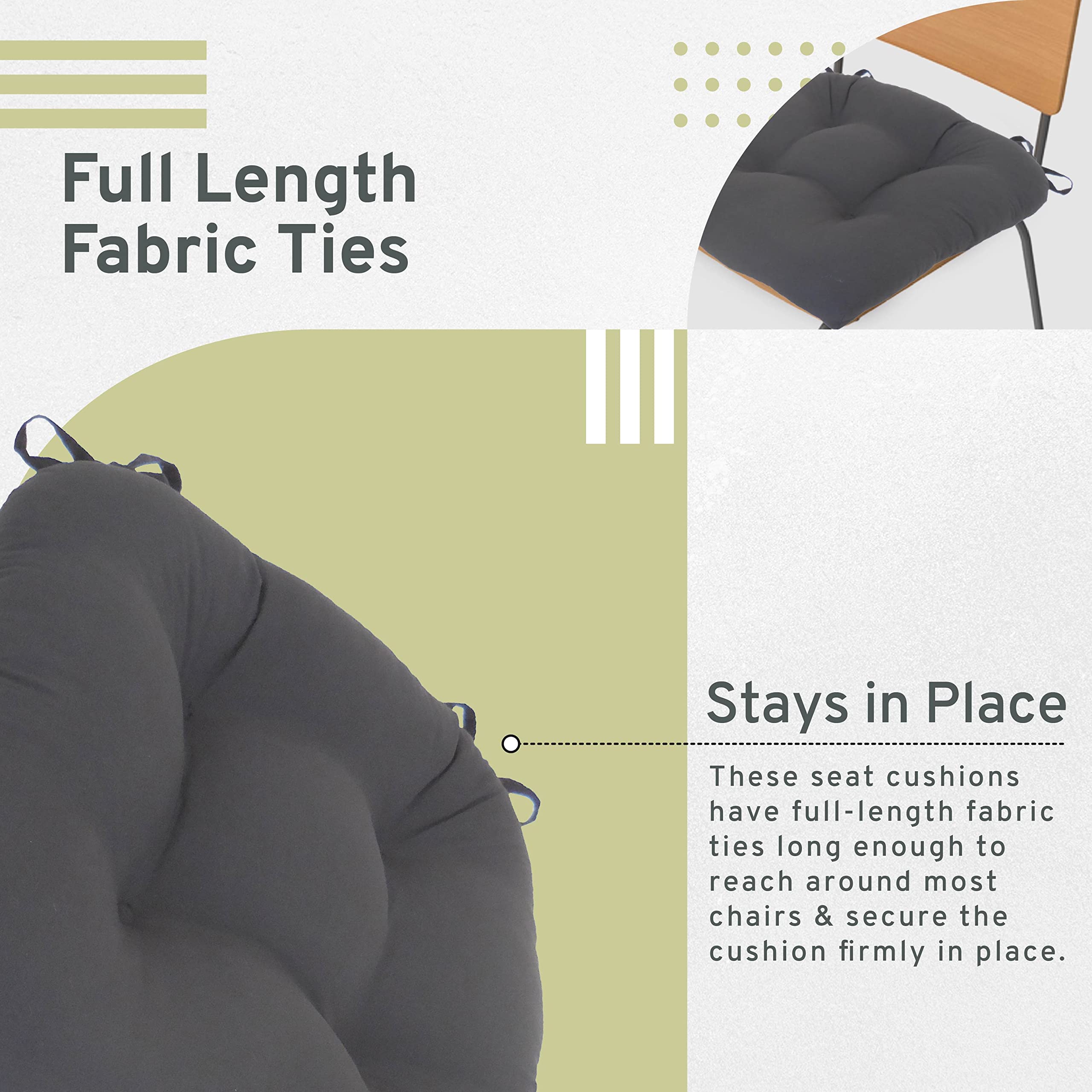 Arlee Micro Fiber Chair Pads, 2 Count (Pack Of 1), Black